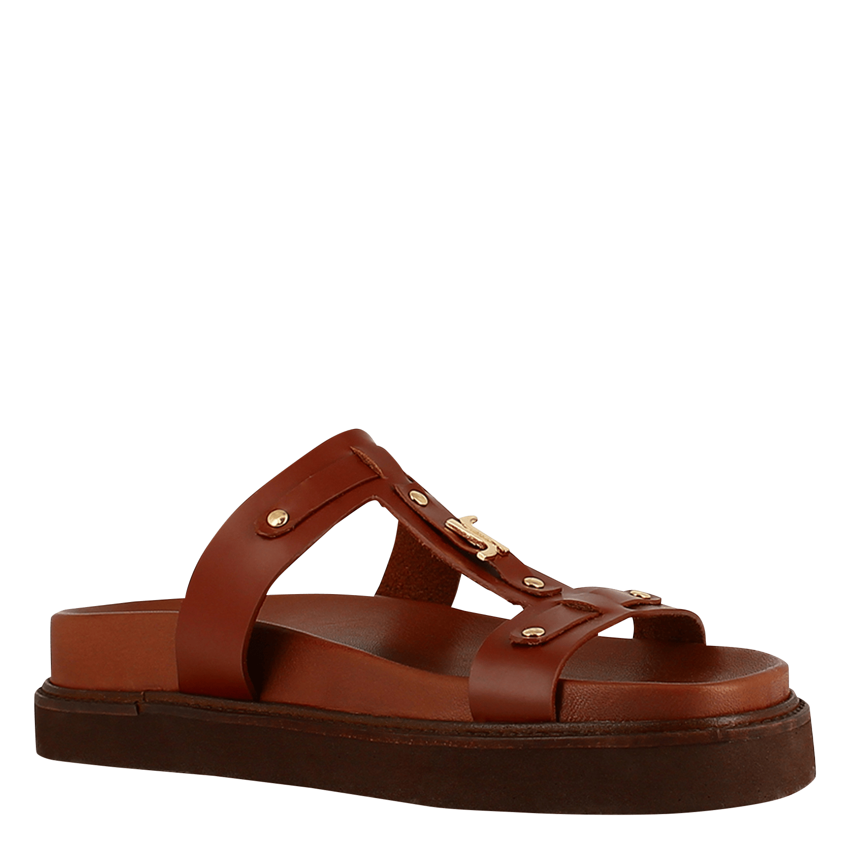 Gladde, leren, platte sandalen JONAK Bruin