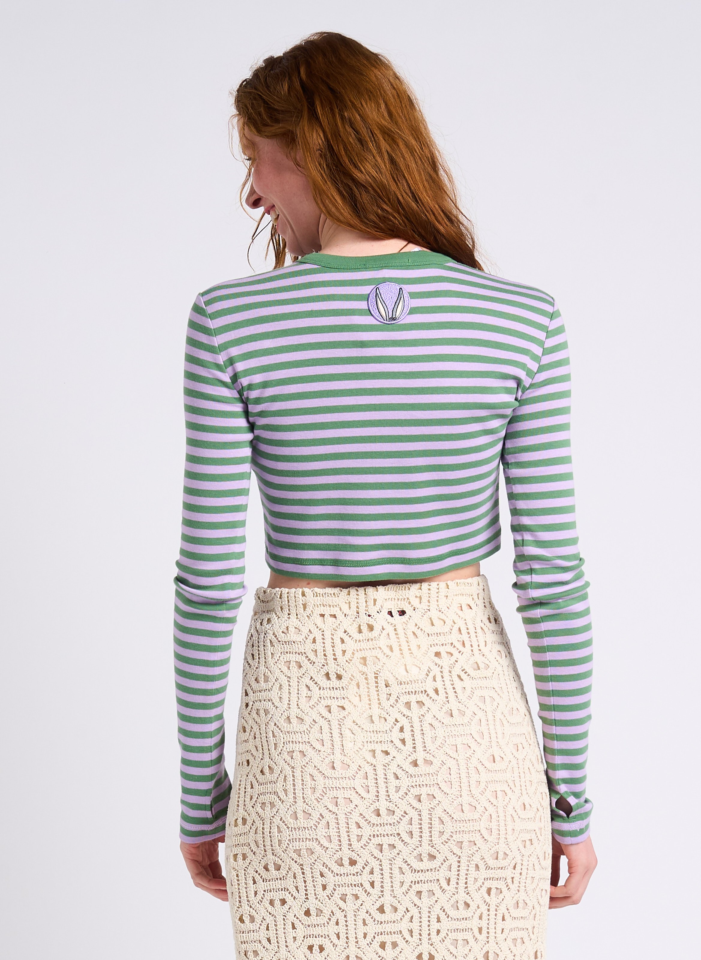 Tee-shirt court rayé en coton MAX&amp;CO. x LOONEY TOONS MAX&amp;Co. Vert