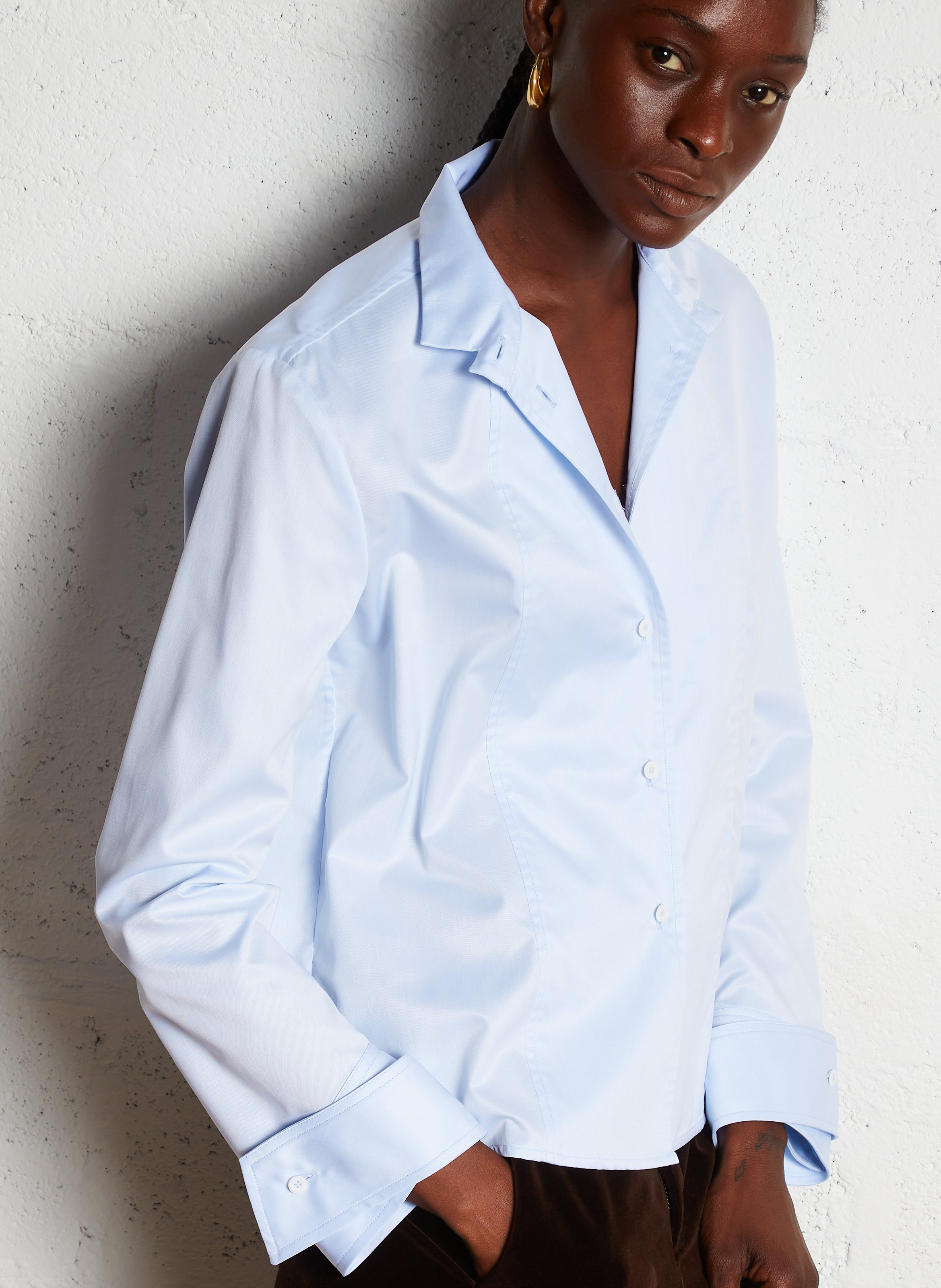 Chemise col classique en coton MARGAUX LONNBERG Bleu