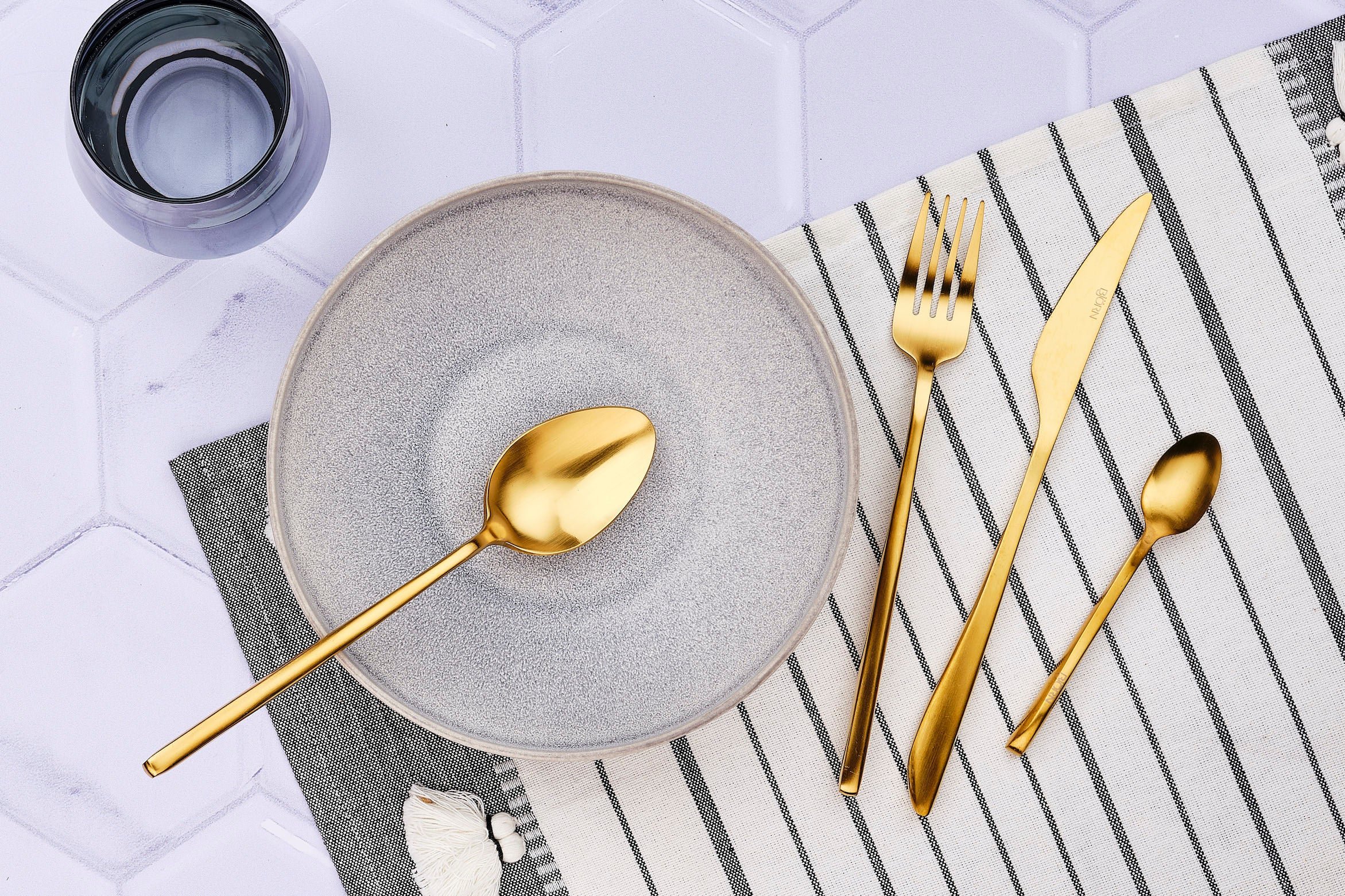 Set of 6 small spoons BJORN Golden