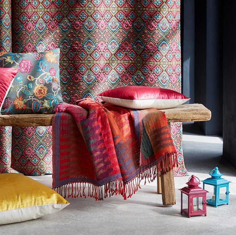 Plaid pure laine MADURA Rouge