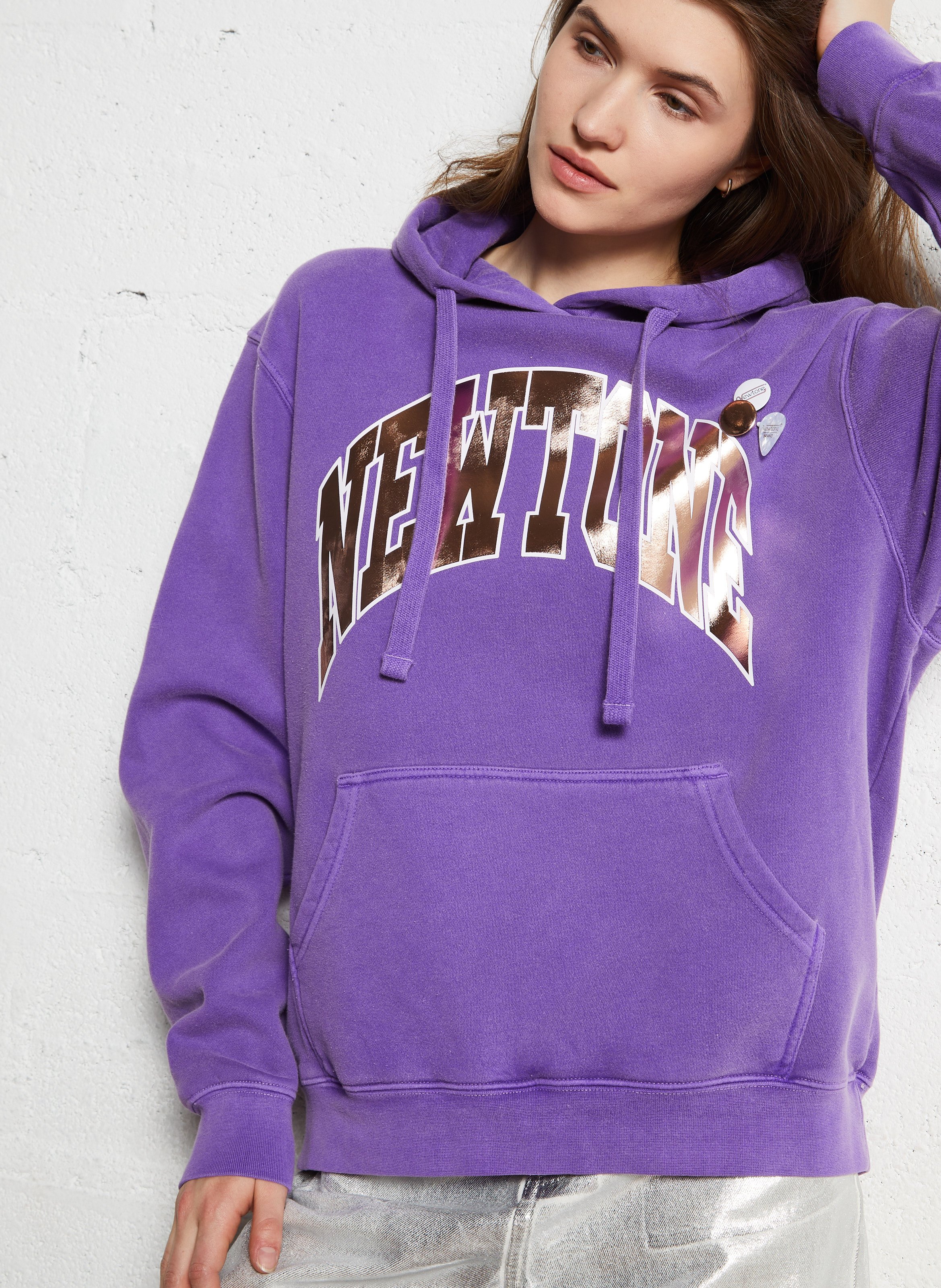 Printed sweatshirt with hood NEWTONE Purple