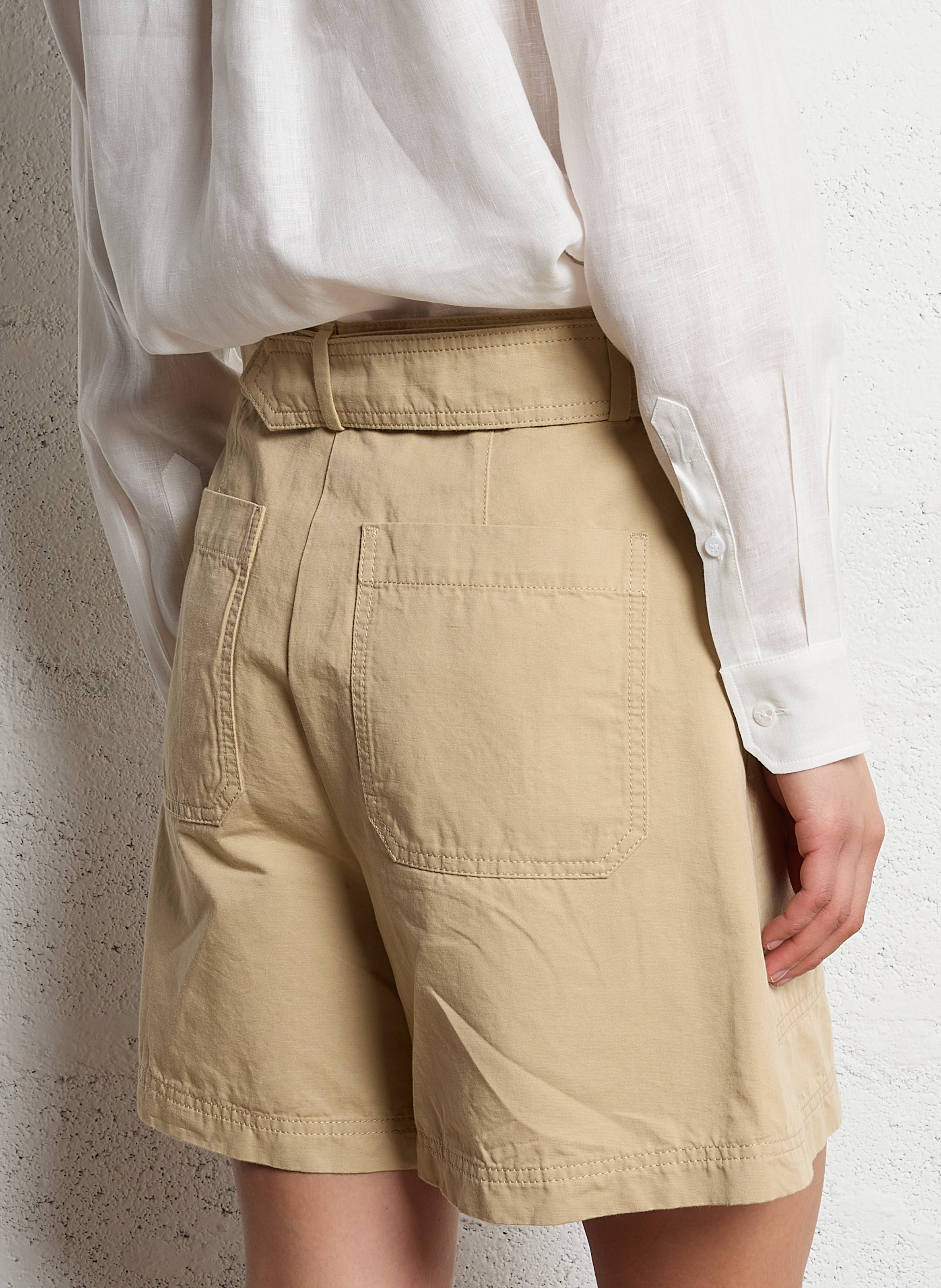High-waisted straight shorts MAX MARA WEEK END Beige