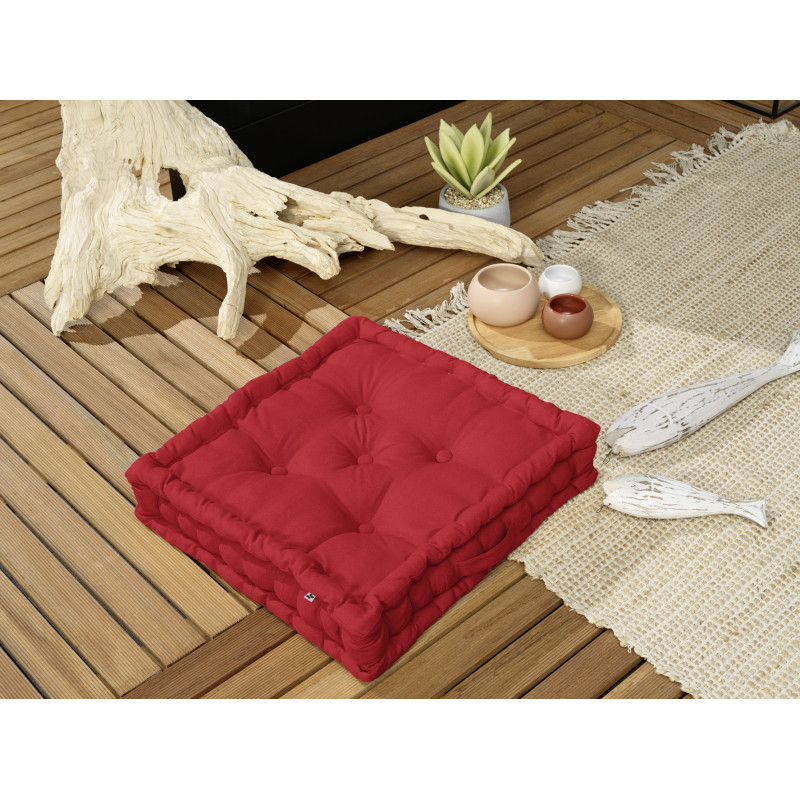 Water-repellent outdoor floor cushion L'EFFET PAPILLON Red