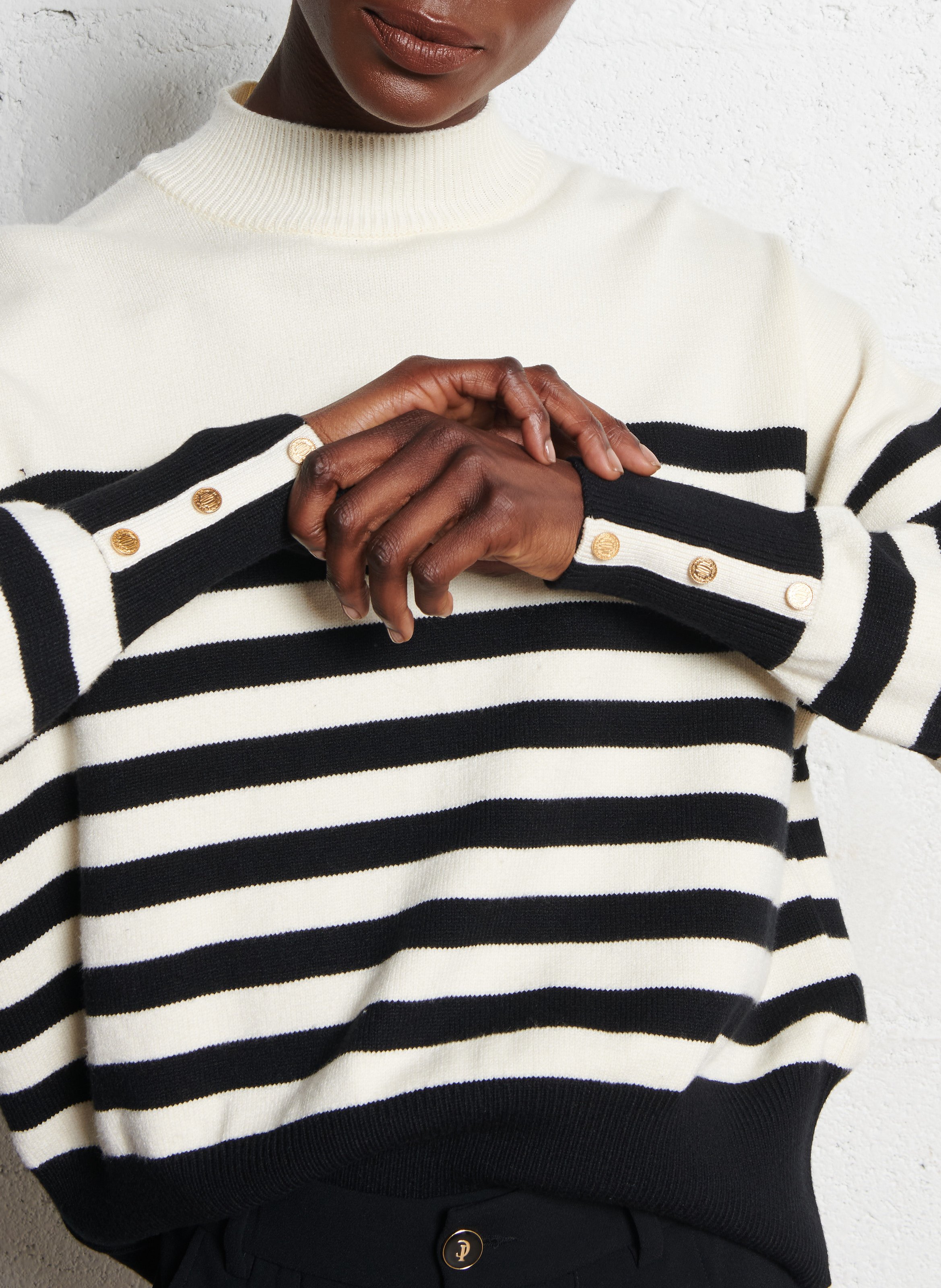 Pull col montant à rayures I CODE Noir