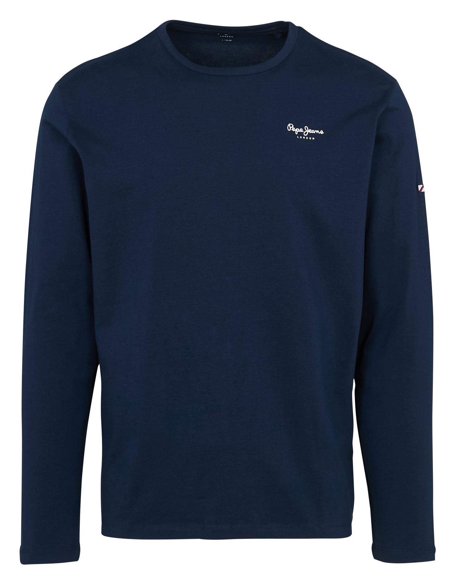 Round-neck stretch cotton T-shirt with screen print PEPE JEANS Blue