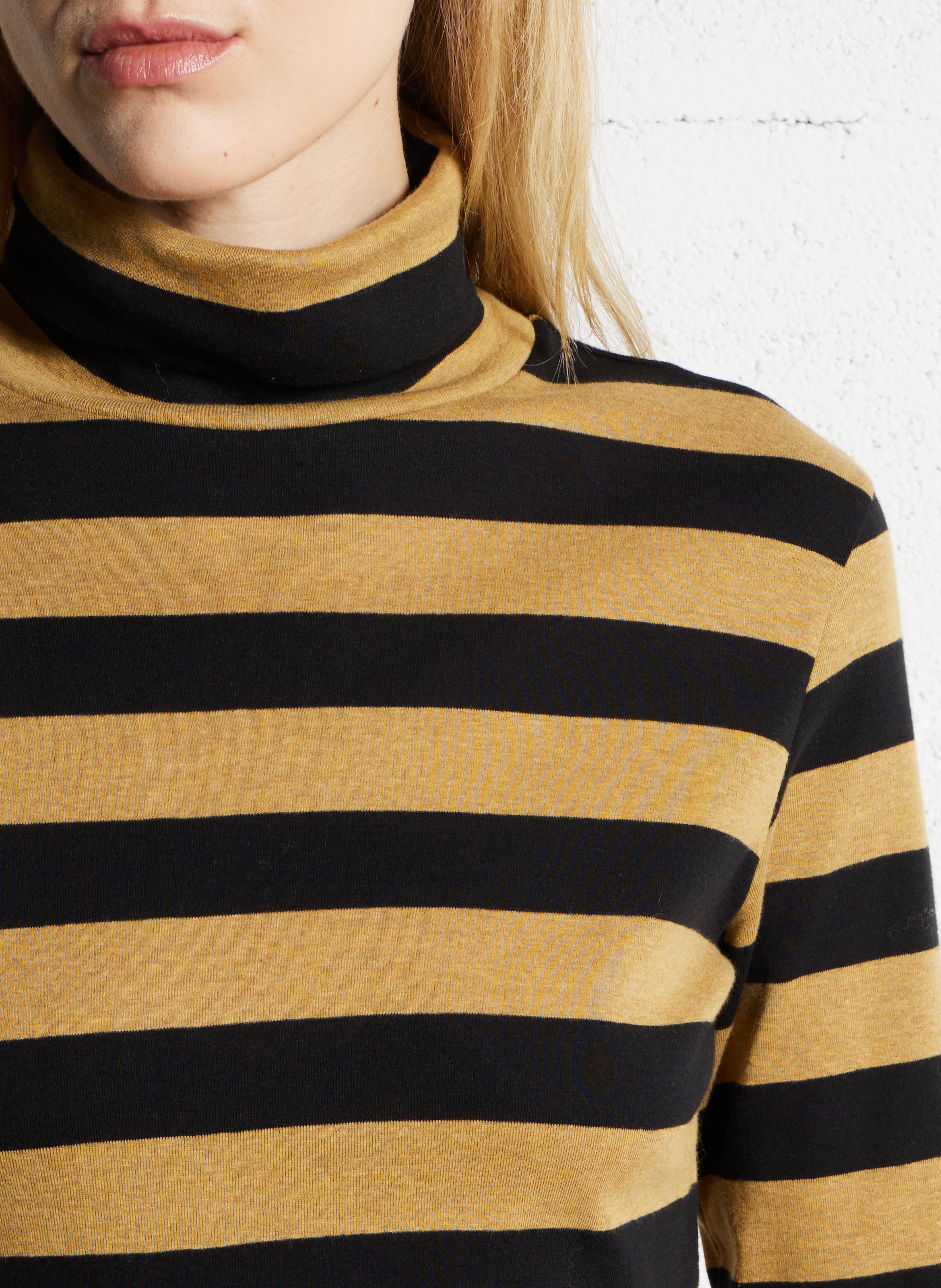 Striped cotton crewneck sweater NICE THINGS Black