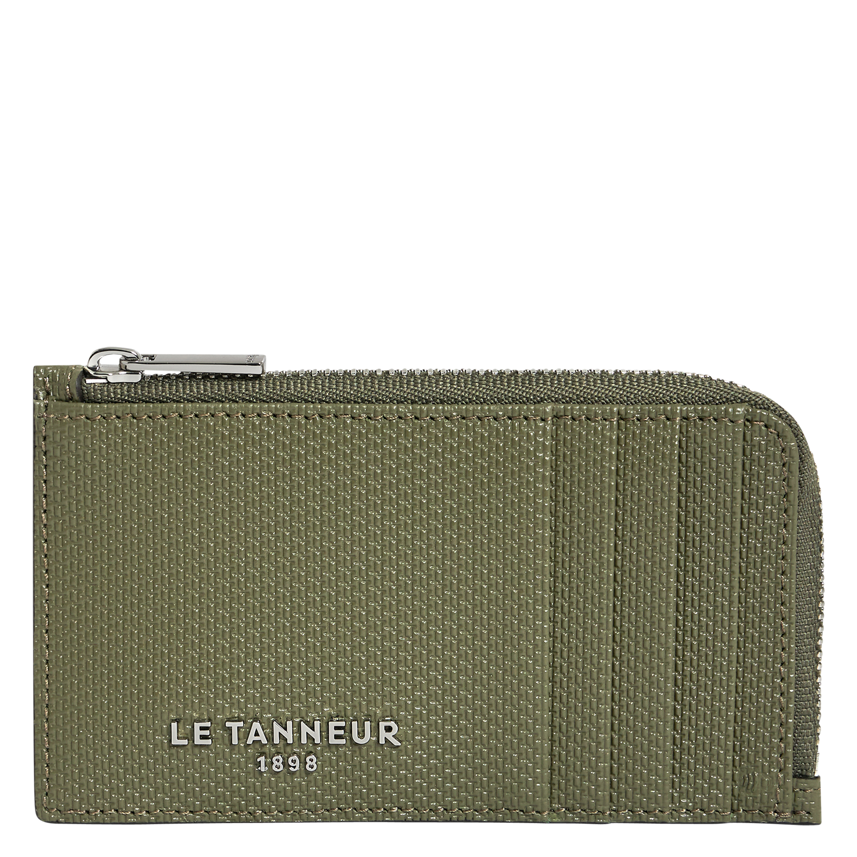 Leren pasjeshouder met ritsje en monogram LE TANNEUR