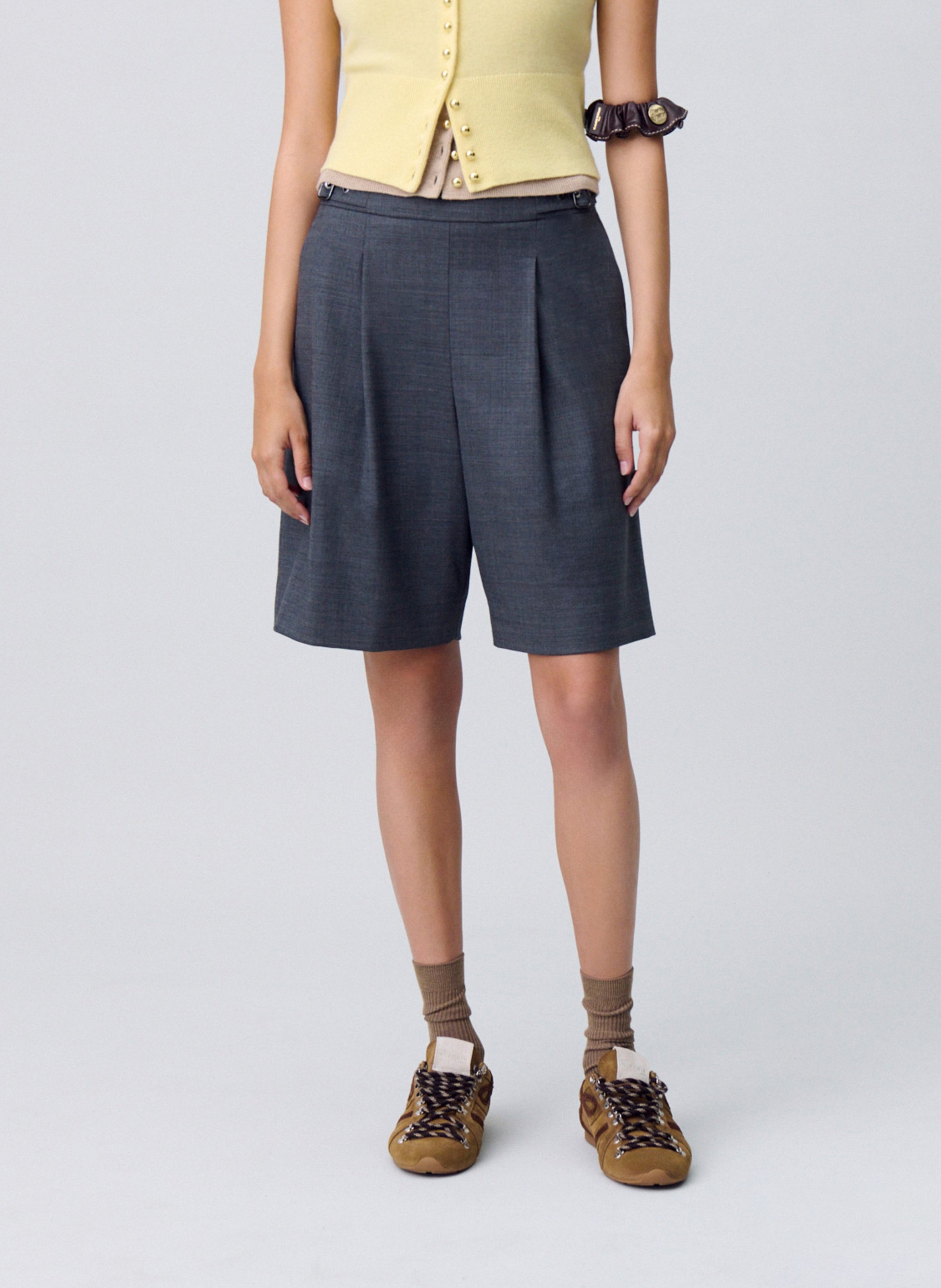 Bermuda large en laine mélangée CLAUDIE PIERLOT Gris