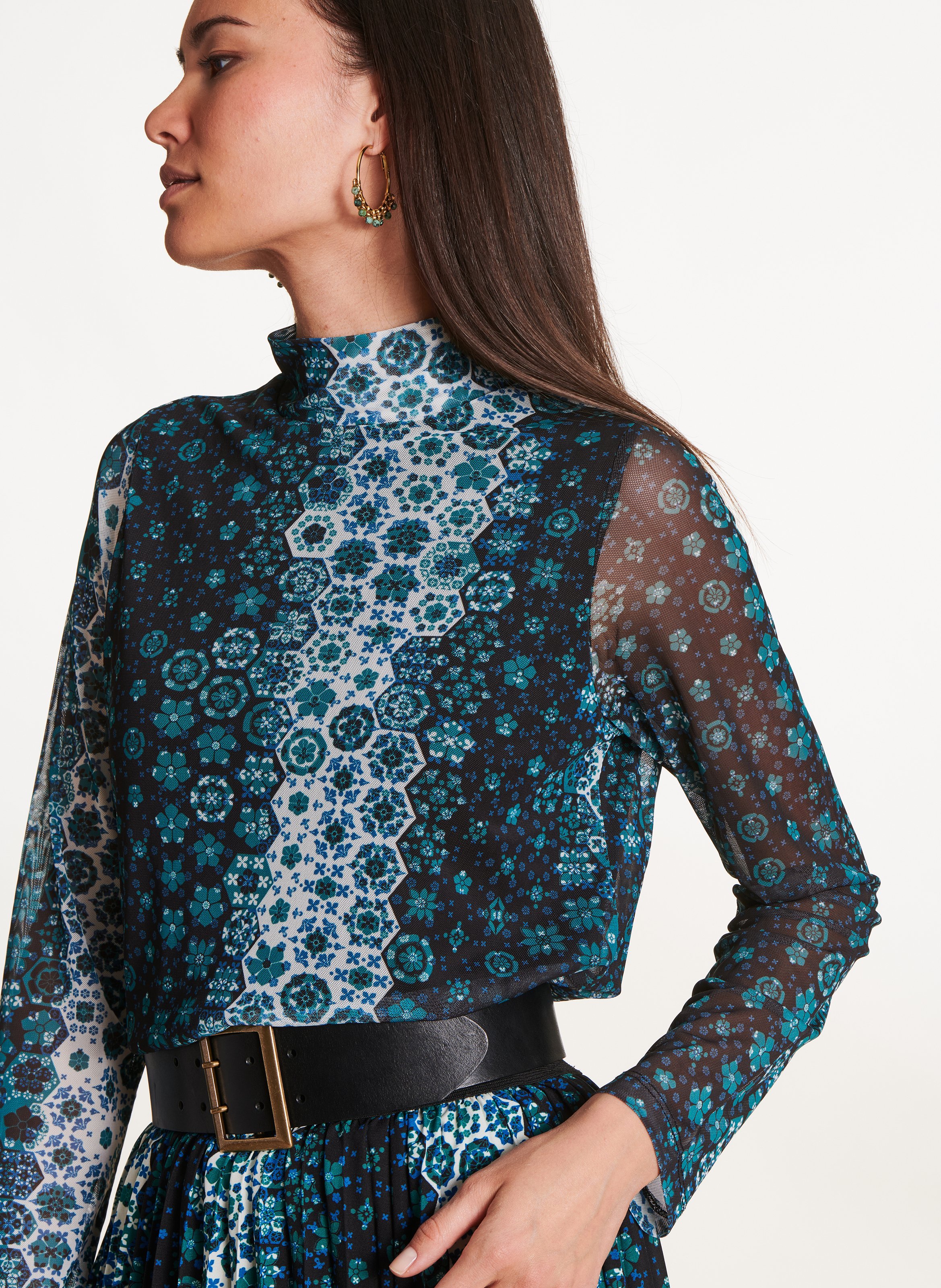 Fitted high neck top LA FEE MARABOUTEE Blue