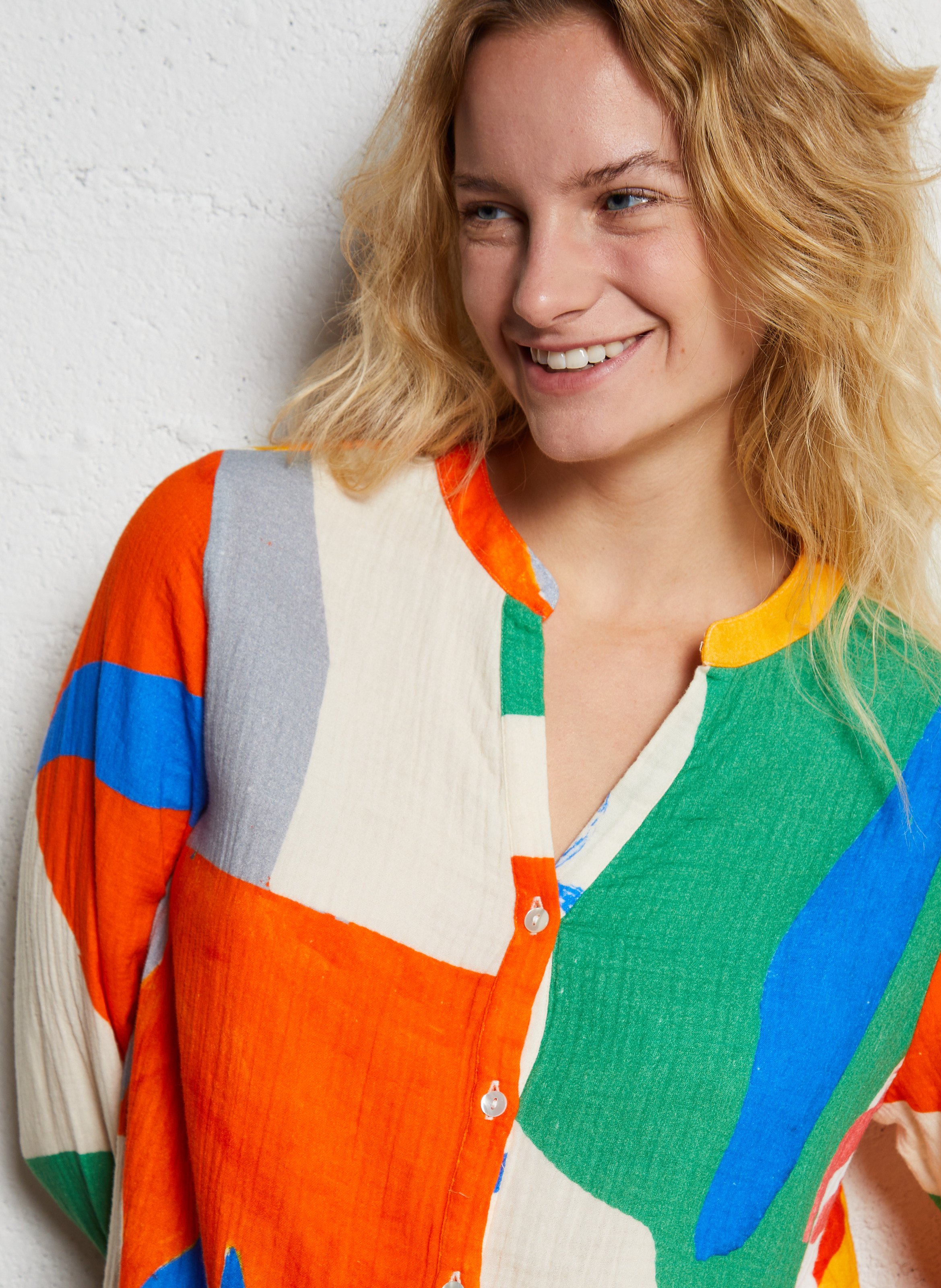 Midi-Hemdblusenkleid aus Baumwolle mit Print G.KERO Mehrfarbig