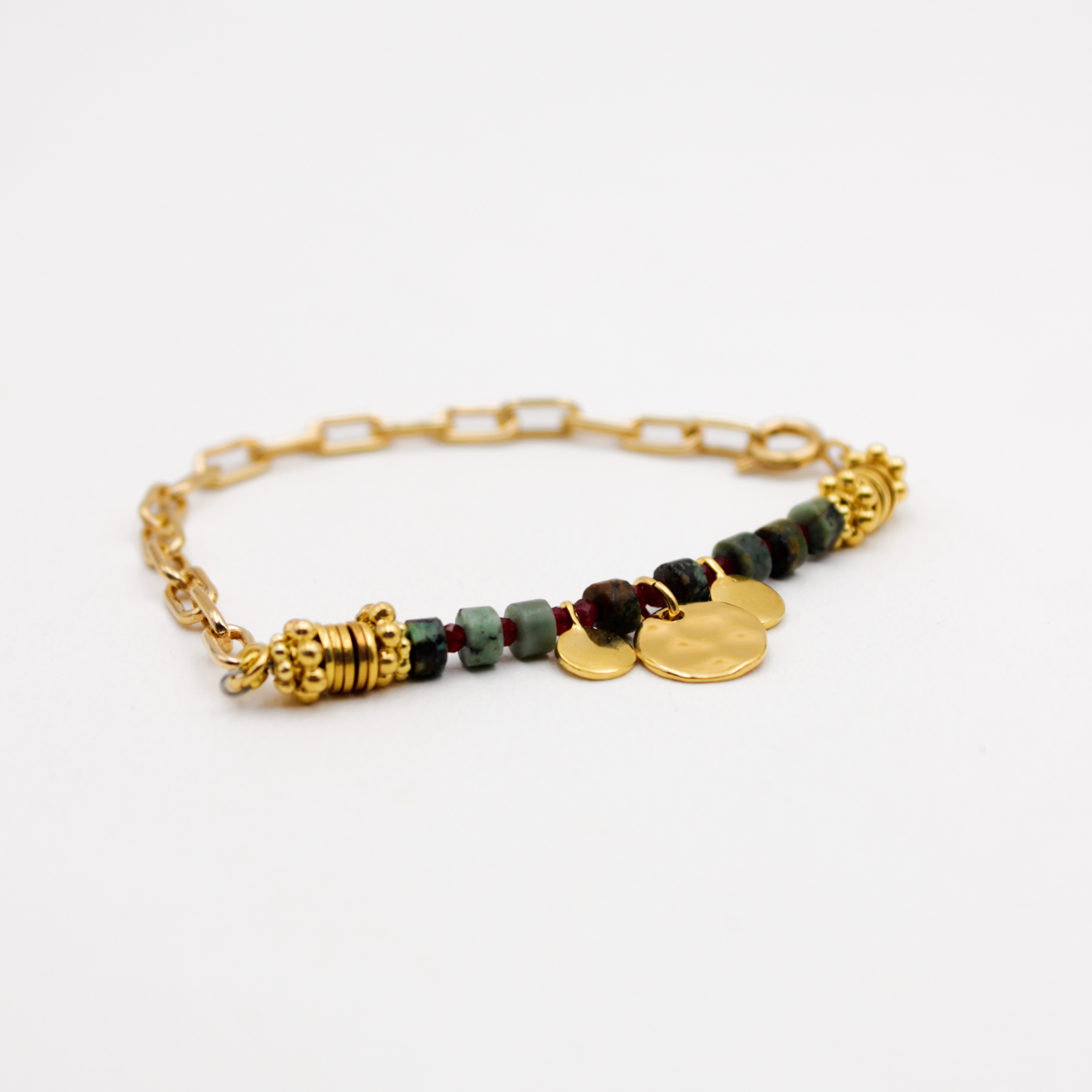 Heishi bracelet with medallions and chain - Charlotte L'ATELIER DES DAMES Golden