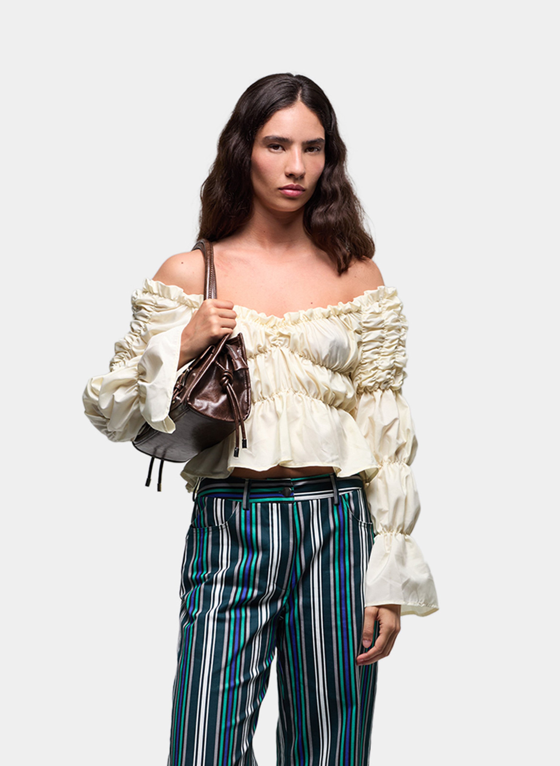 Langarm-Top mit Rüschen LAAGAM Beige