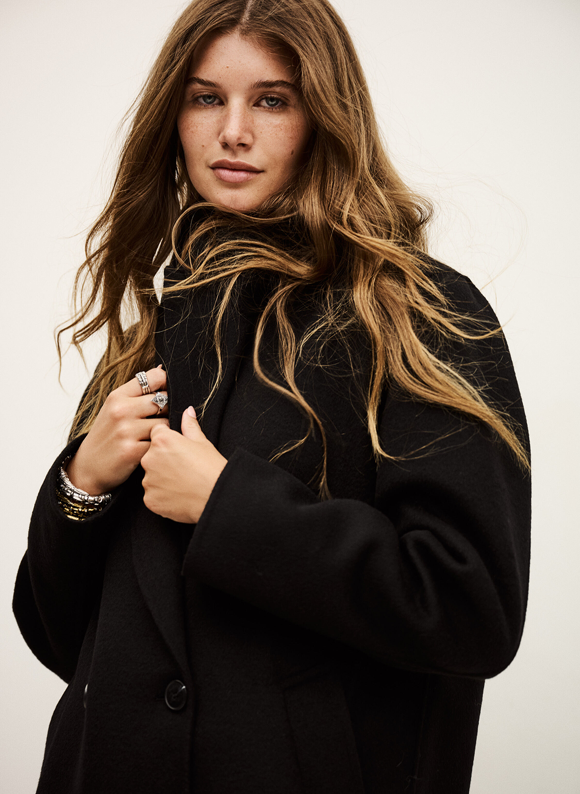 Oversized wool-blend coat with tailored collar BA&SH Black