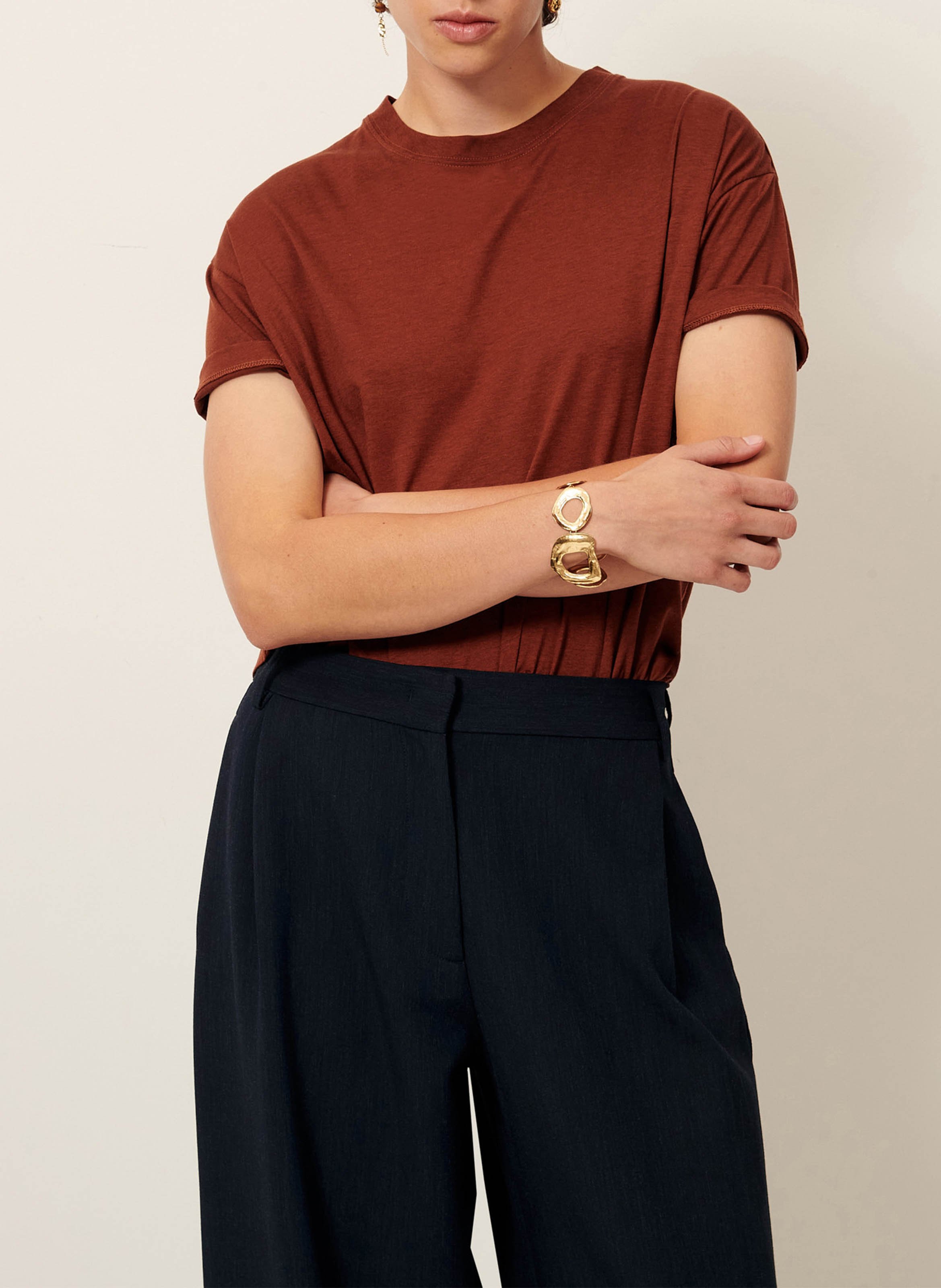 Round-neck oversized T-shirt SESSUN Brown