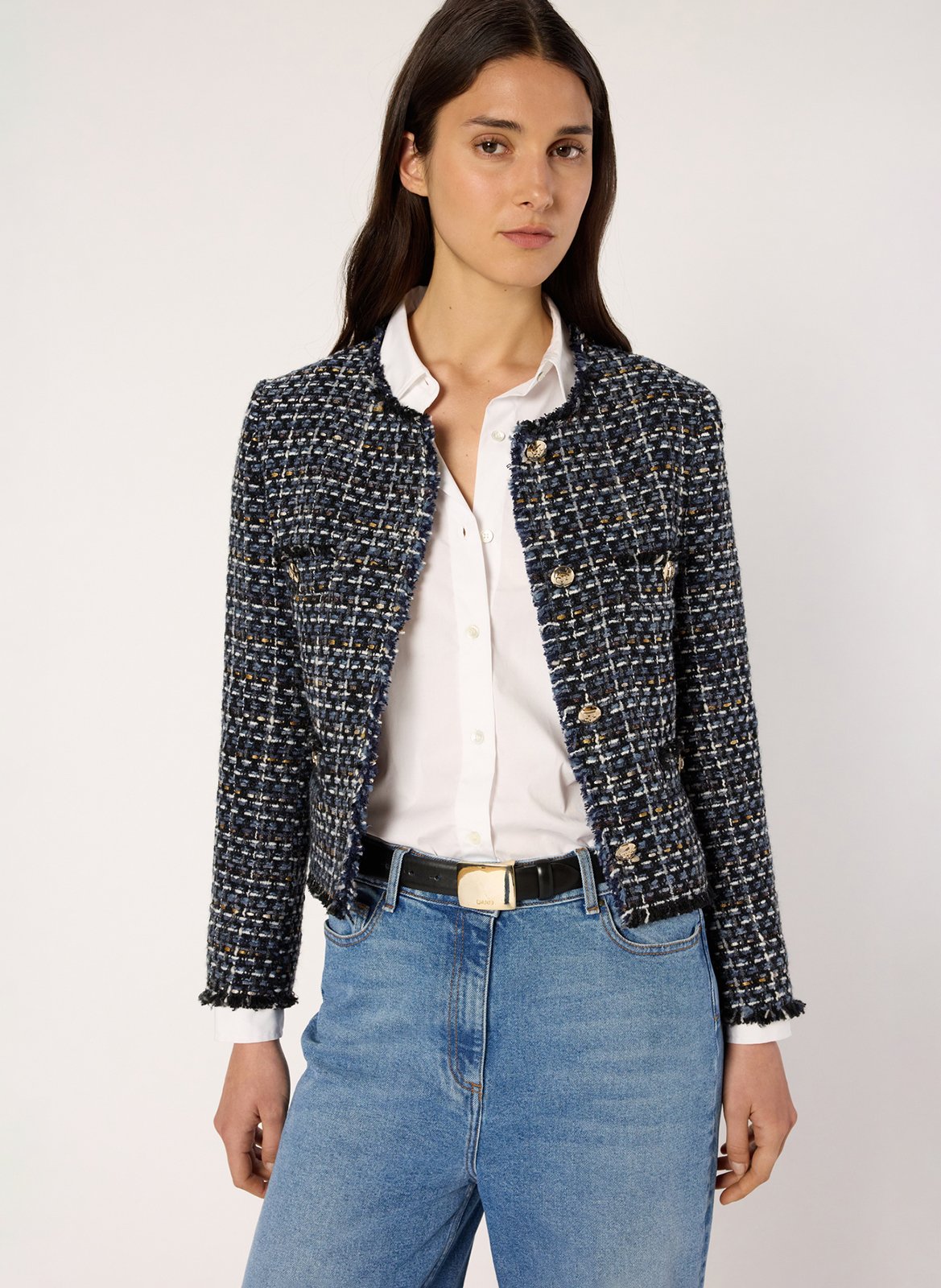 Straight fit top with 3/4 sleeves in a solid color GERARD DAREL Blue