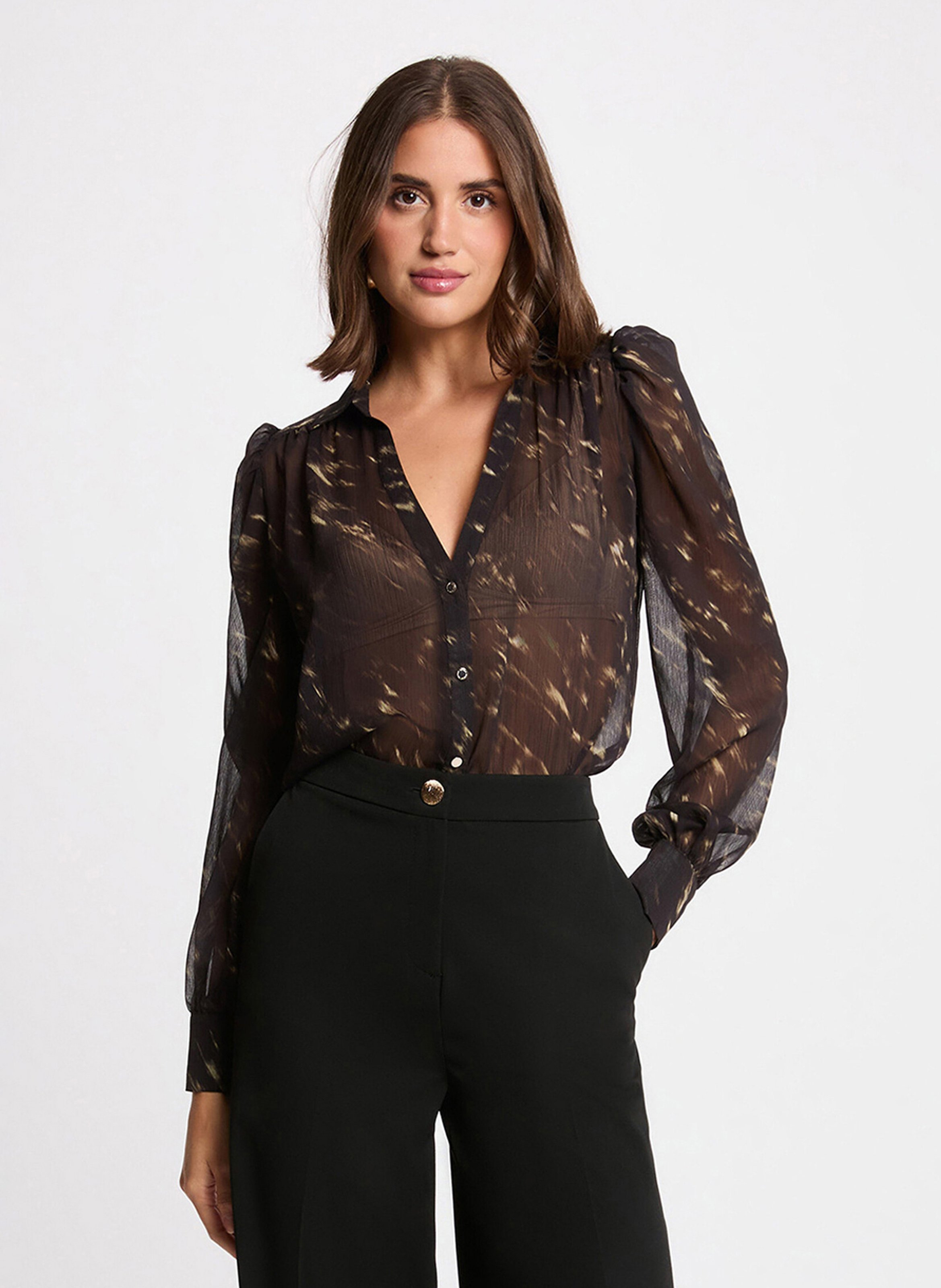 Chemise droite col V imprimée MORGAN Multicolore