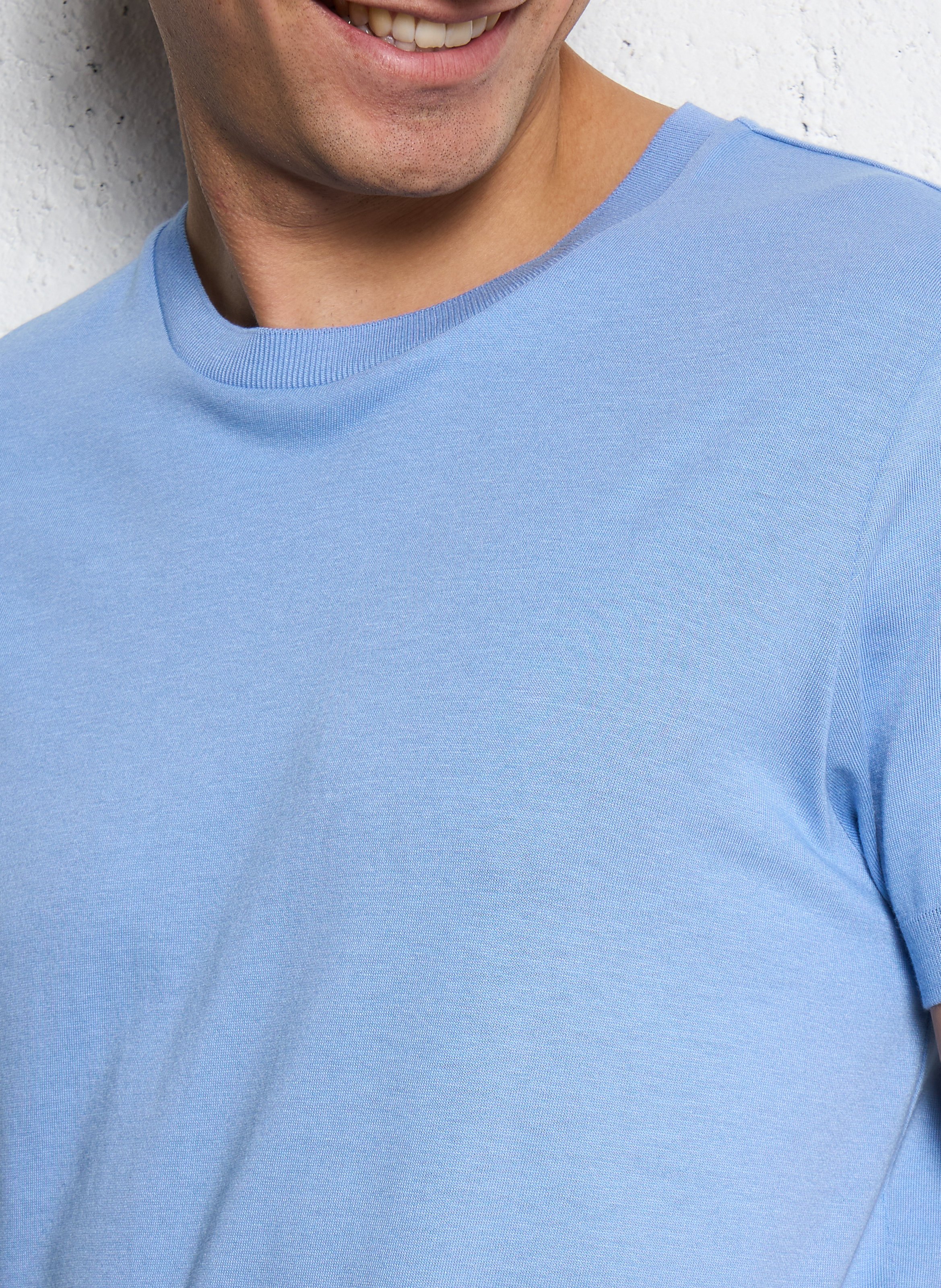 Gerade geschnittenes Rundhals-T-Shirt aus Baumwoll-Mix IKKS Blau