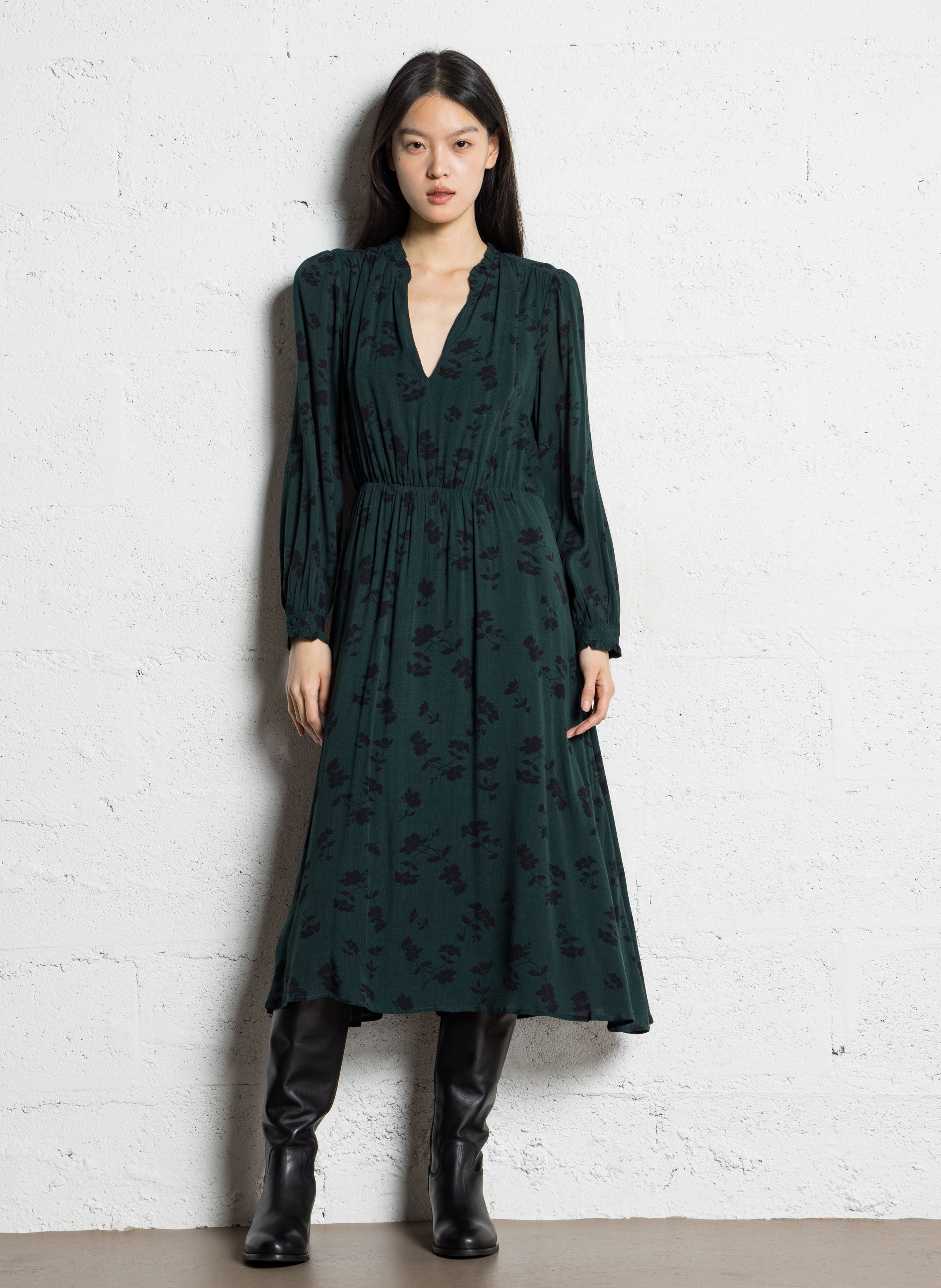 Halflange jurk met print LA PETITE ETOILE Groen