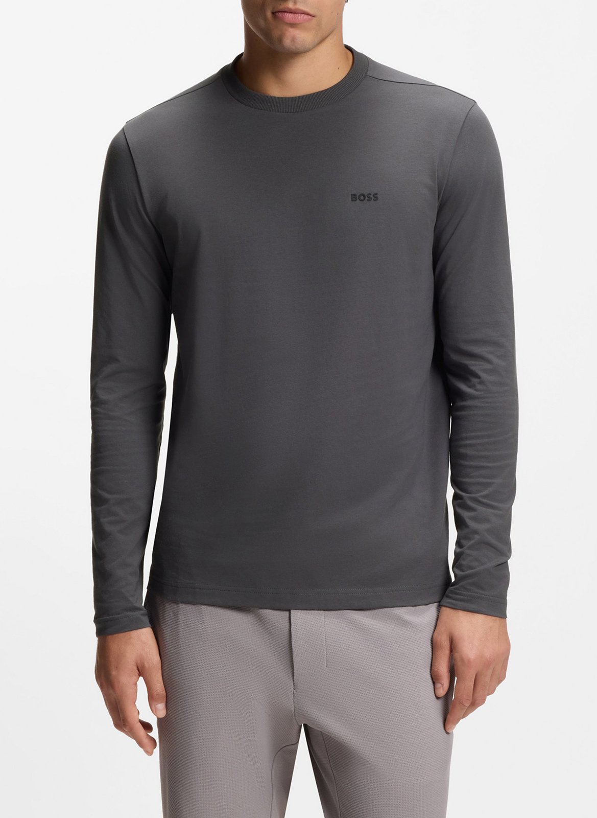 Straight screen-printed round-neck T-shirt BOSS Silver