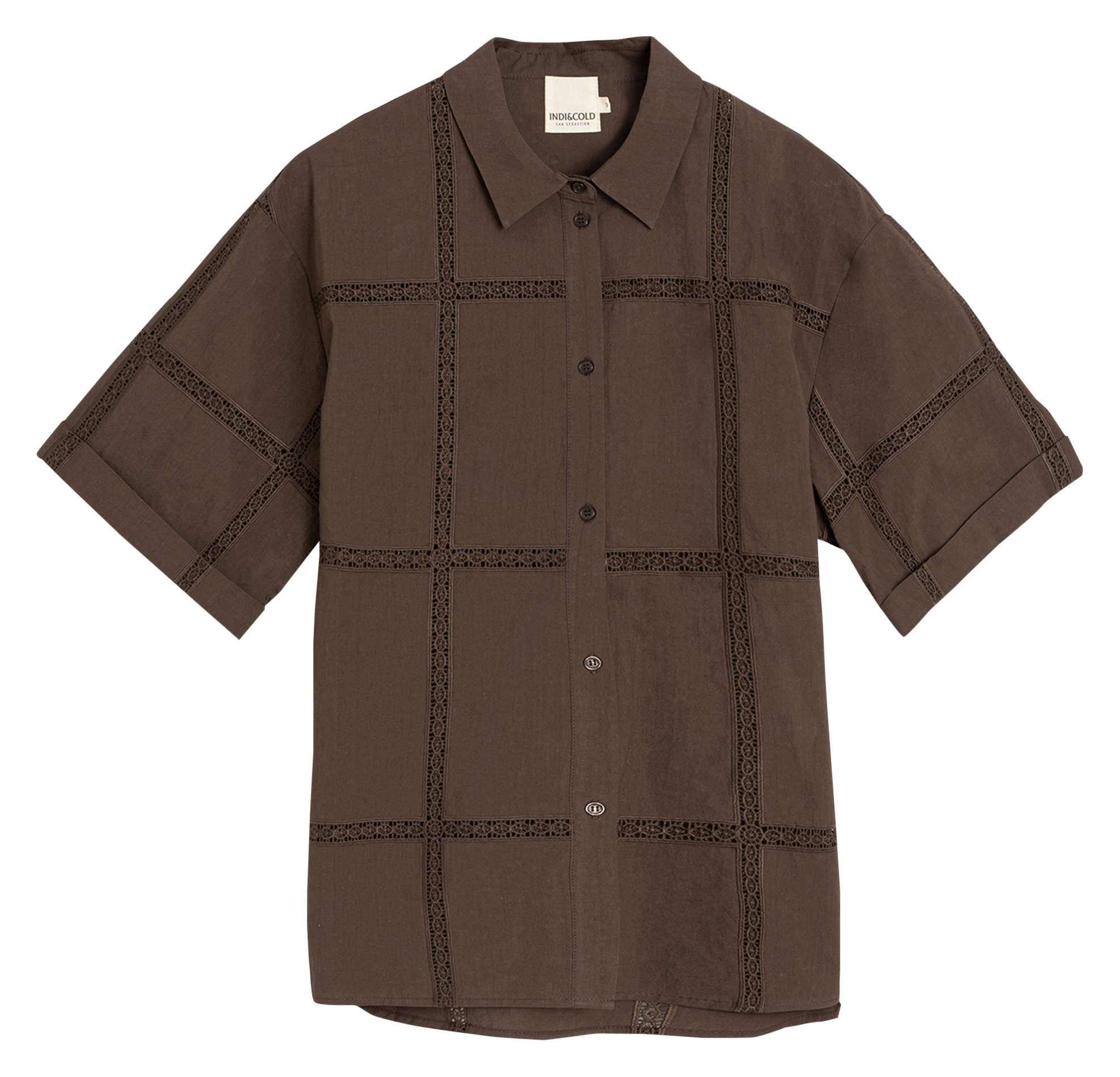 Oversized lace shirt INDI & COLD Brown