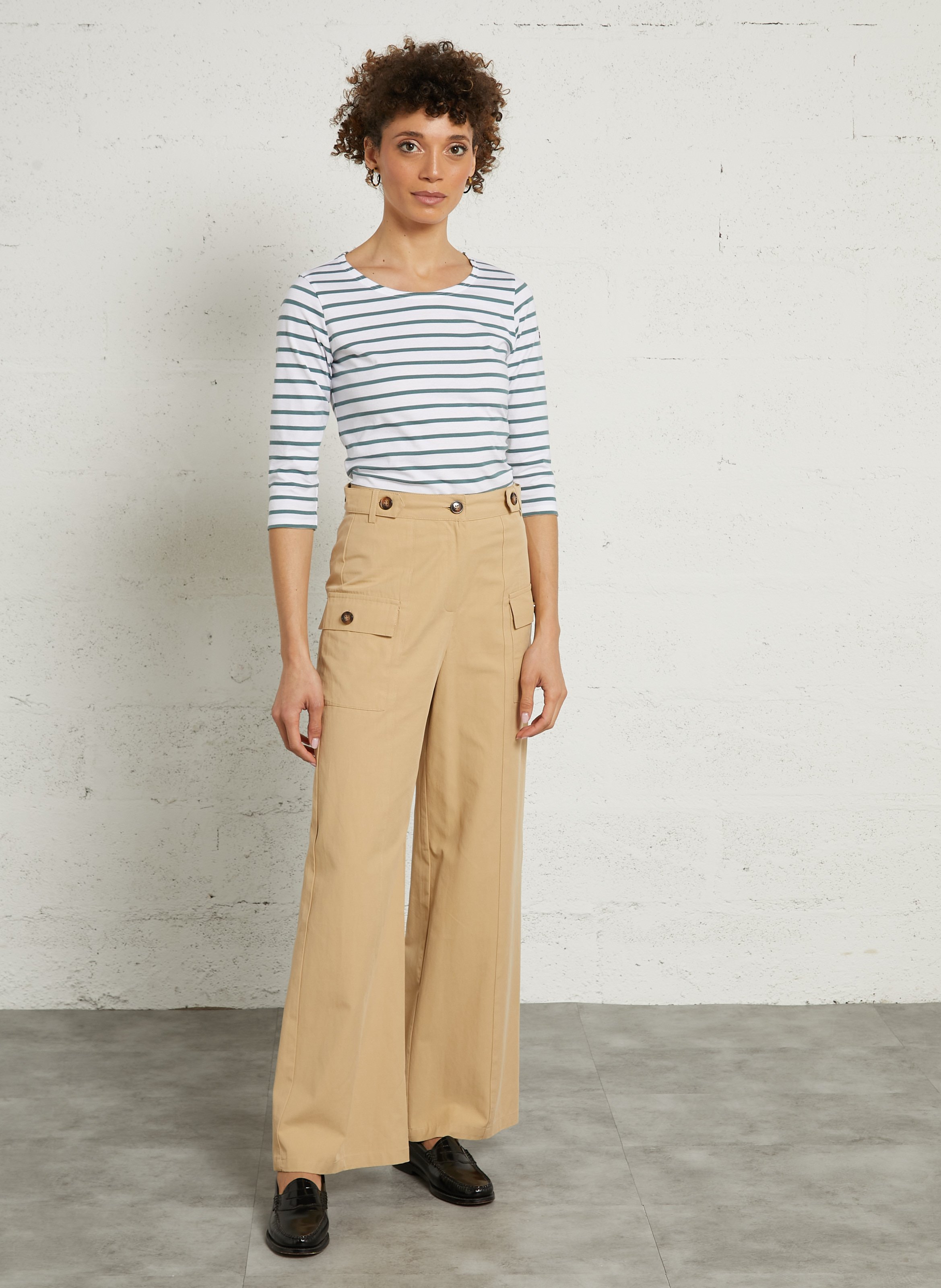 Tee-shirt droit col rond en coton ARMOR LUX Blanc