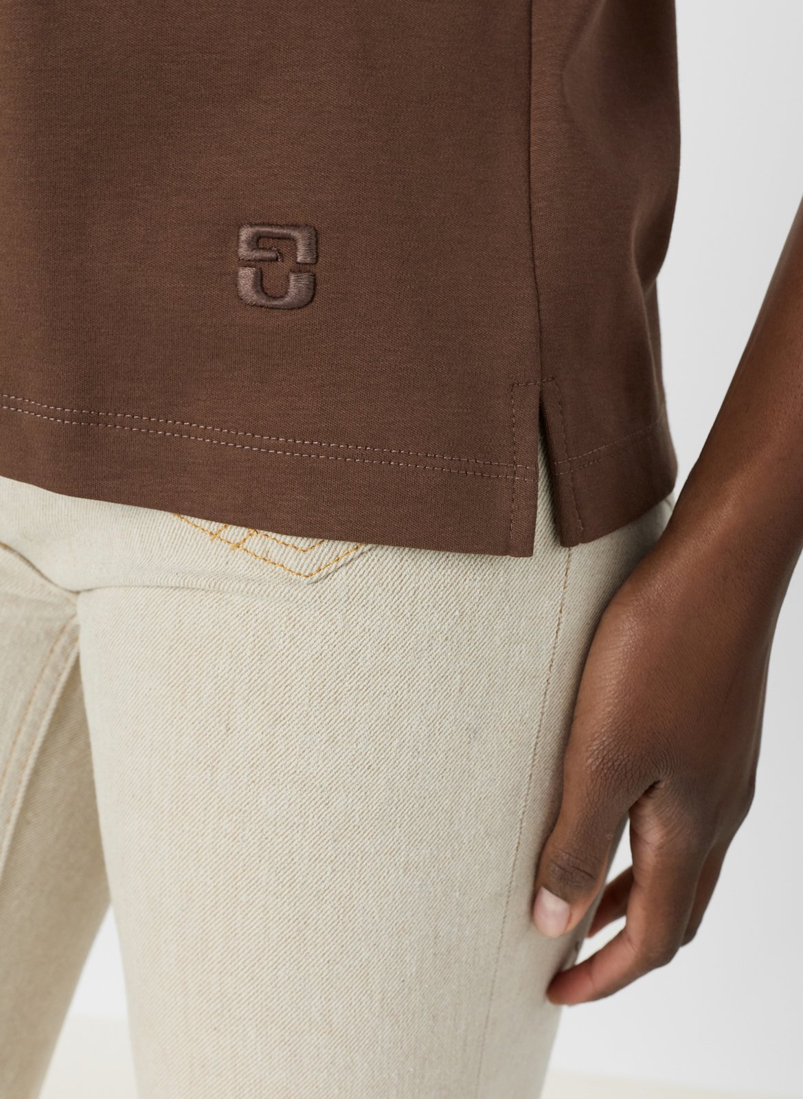 T-shirt droit col rond en coton GERARD DAREL Marron