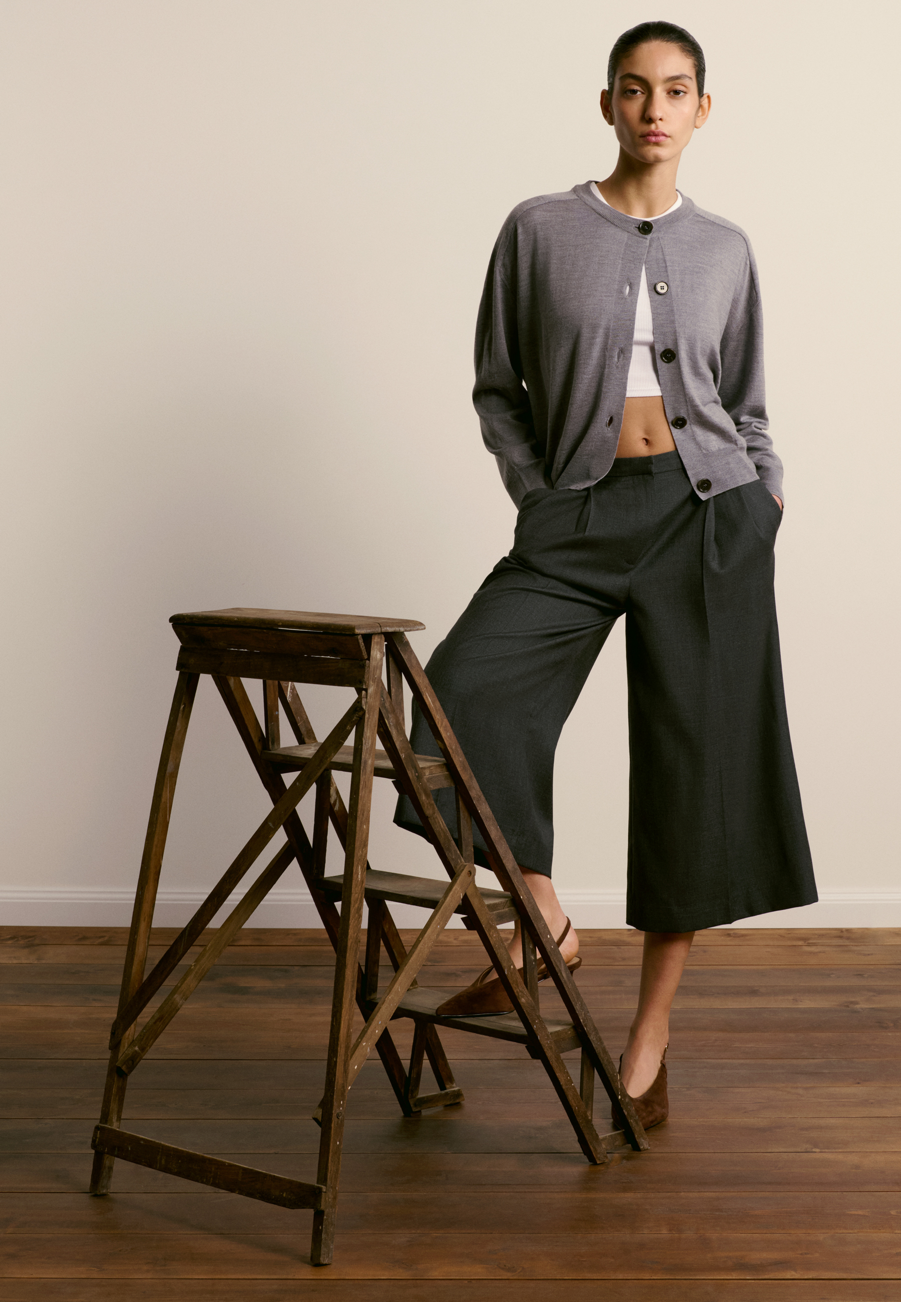 Merino wool cardigan MAISON MONTAGUT Grey