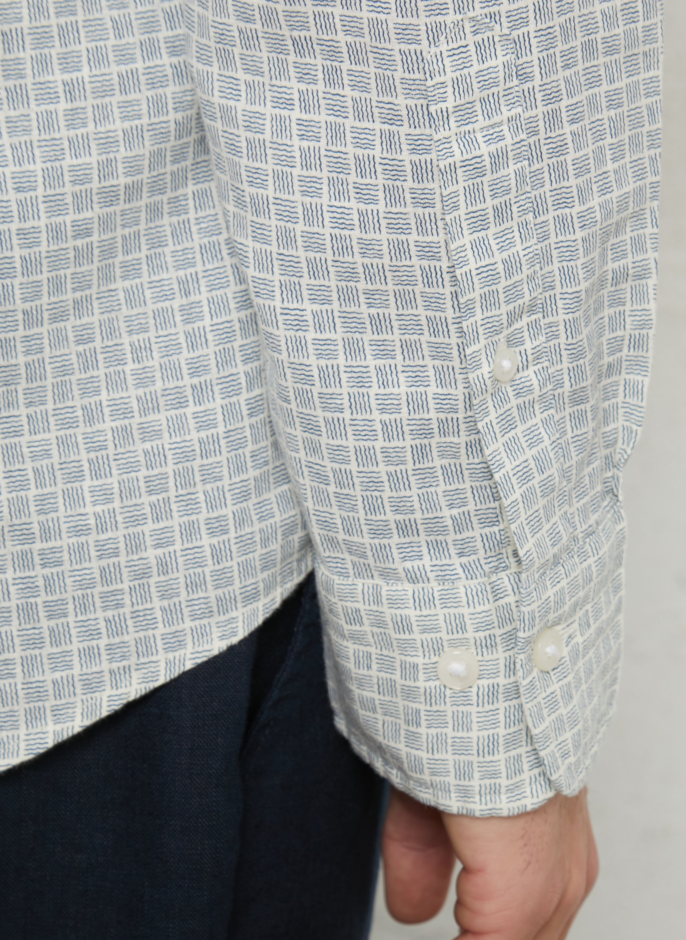 Gilet droit col classique en coton et lin GANT Beige