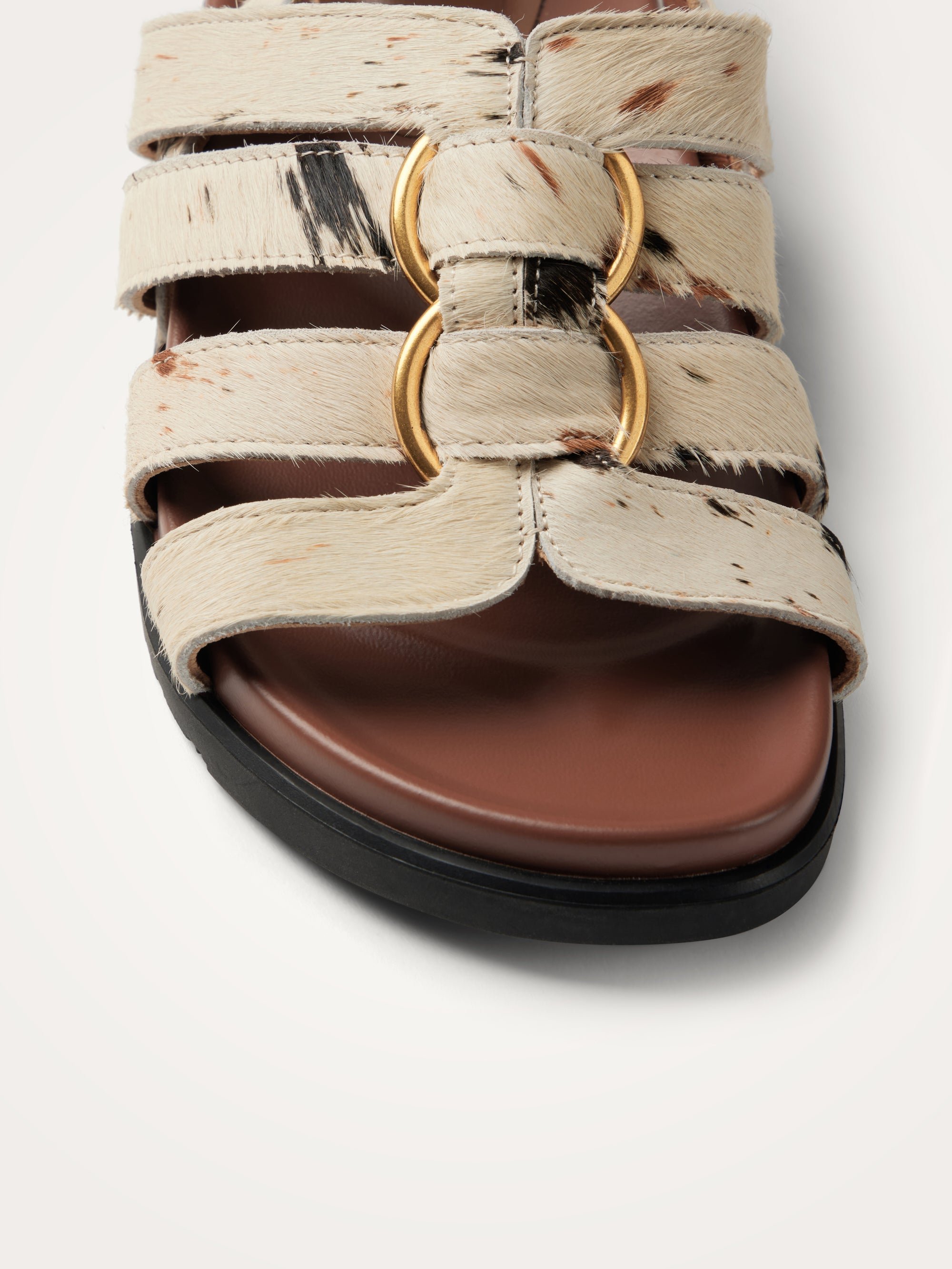 Flat sandals with multiple cowhide straps and buckle VANESSA WU Multicolored