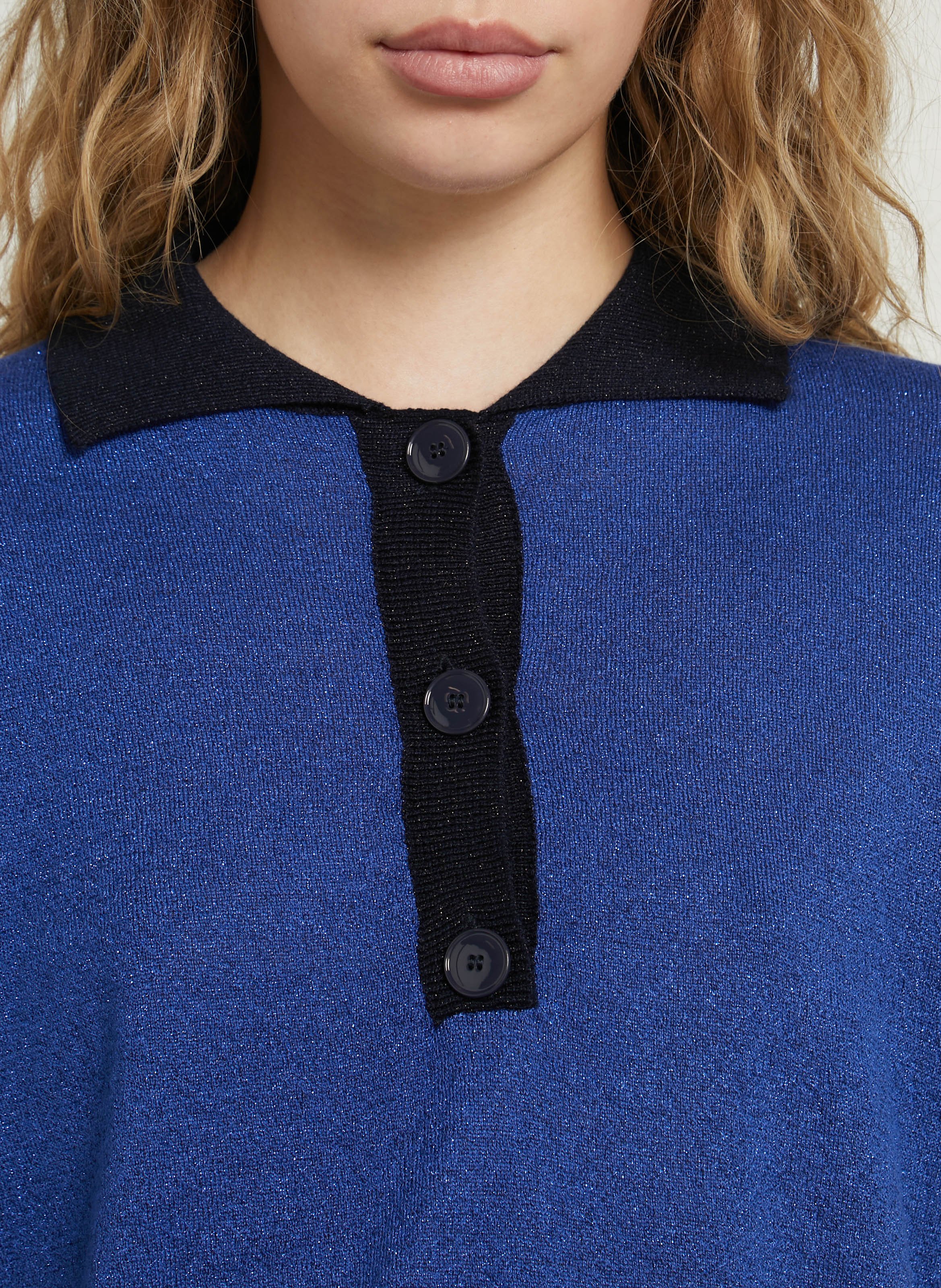 Short-sleeved polo in sparkly knit LEON & HARPER Blue