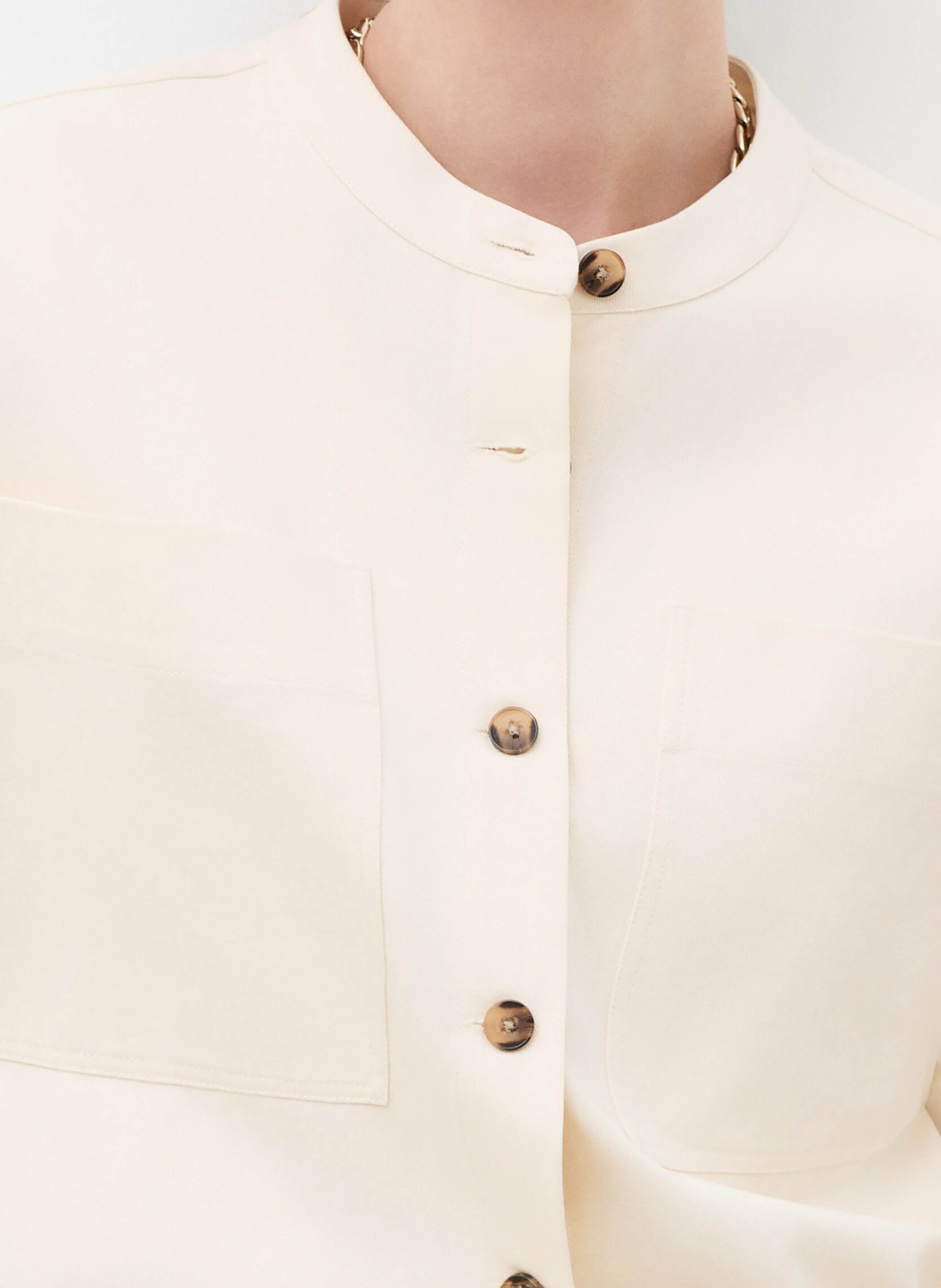 Veste col rond en coton mélangé CAROLL Beige