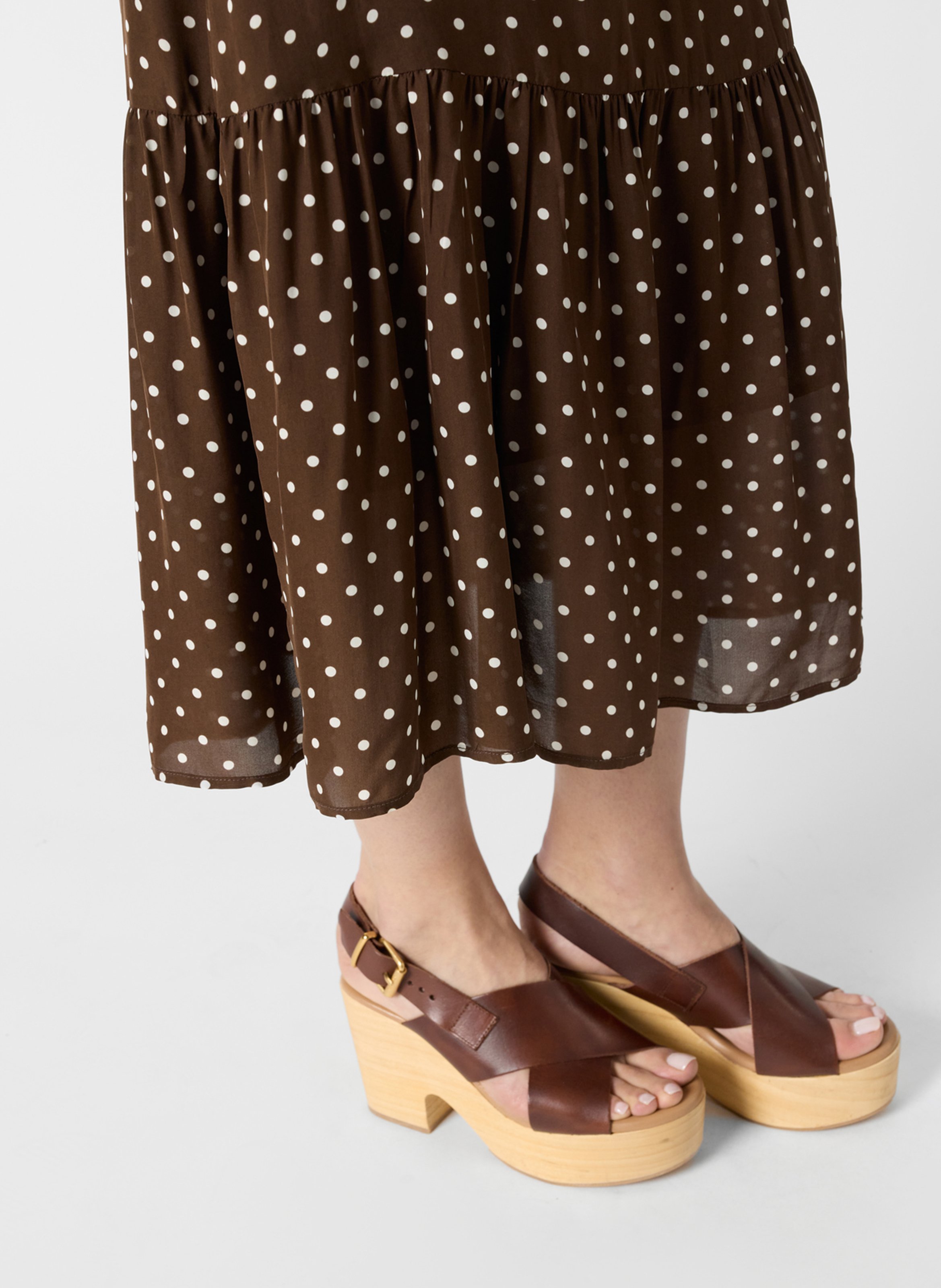 Robe longue col V imprimée GERARD DAREL Marron