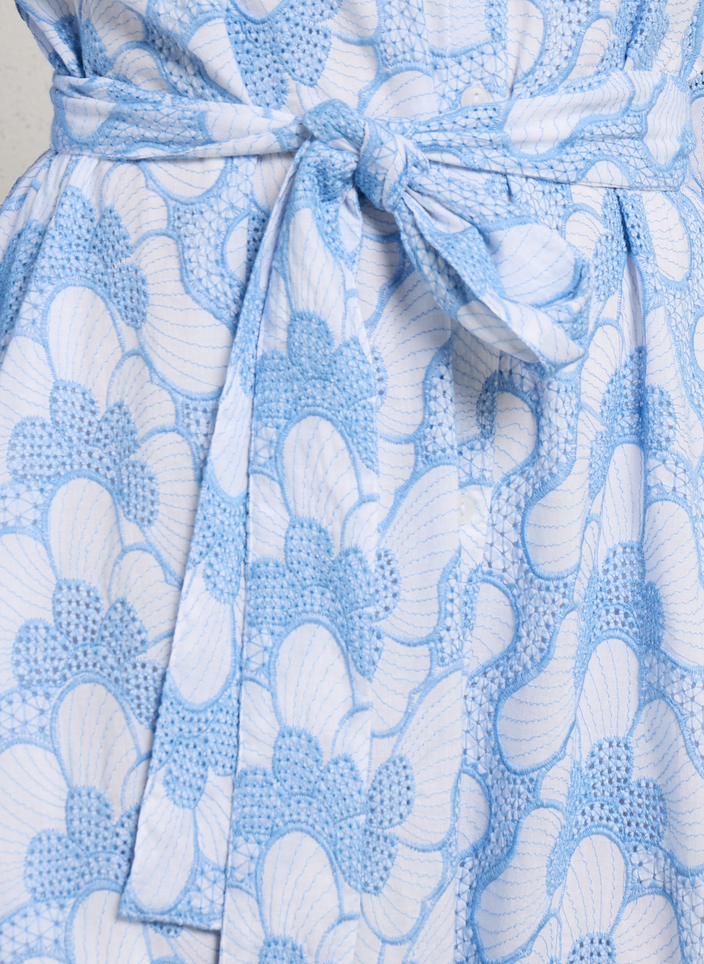 Long cotton dress with round neck SUNDRESS Blue