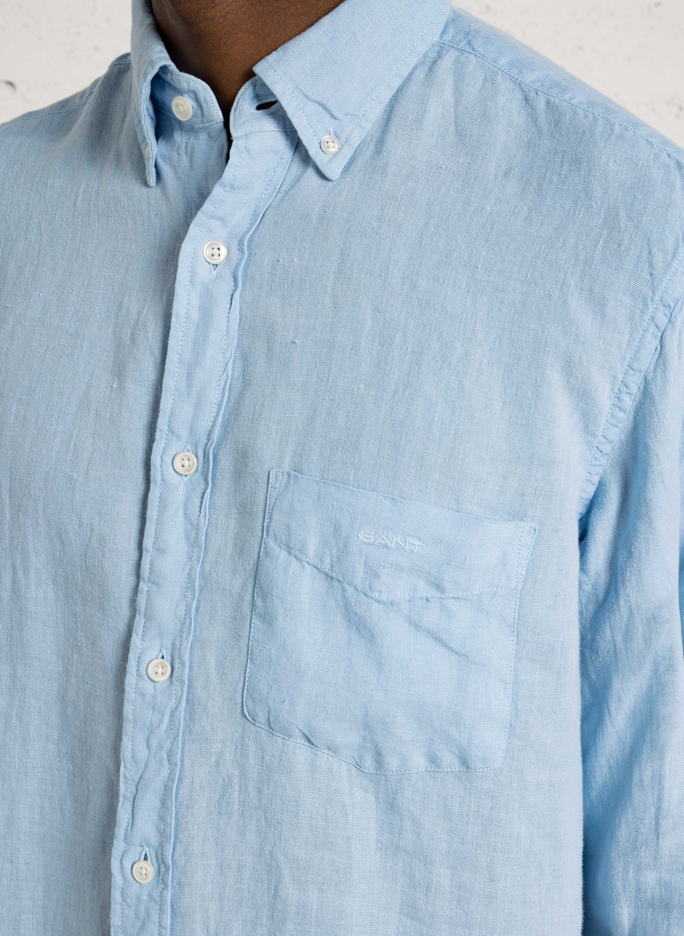 Chemise droite col classique en lin GANT Bleu