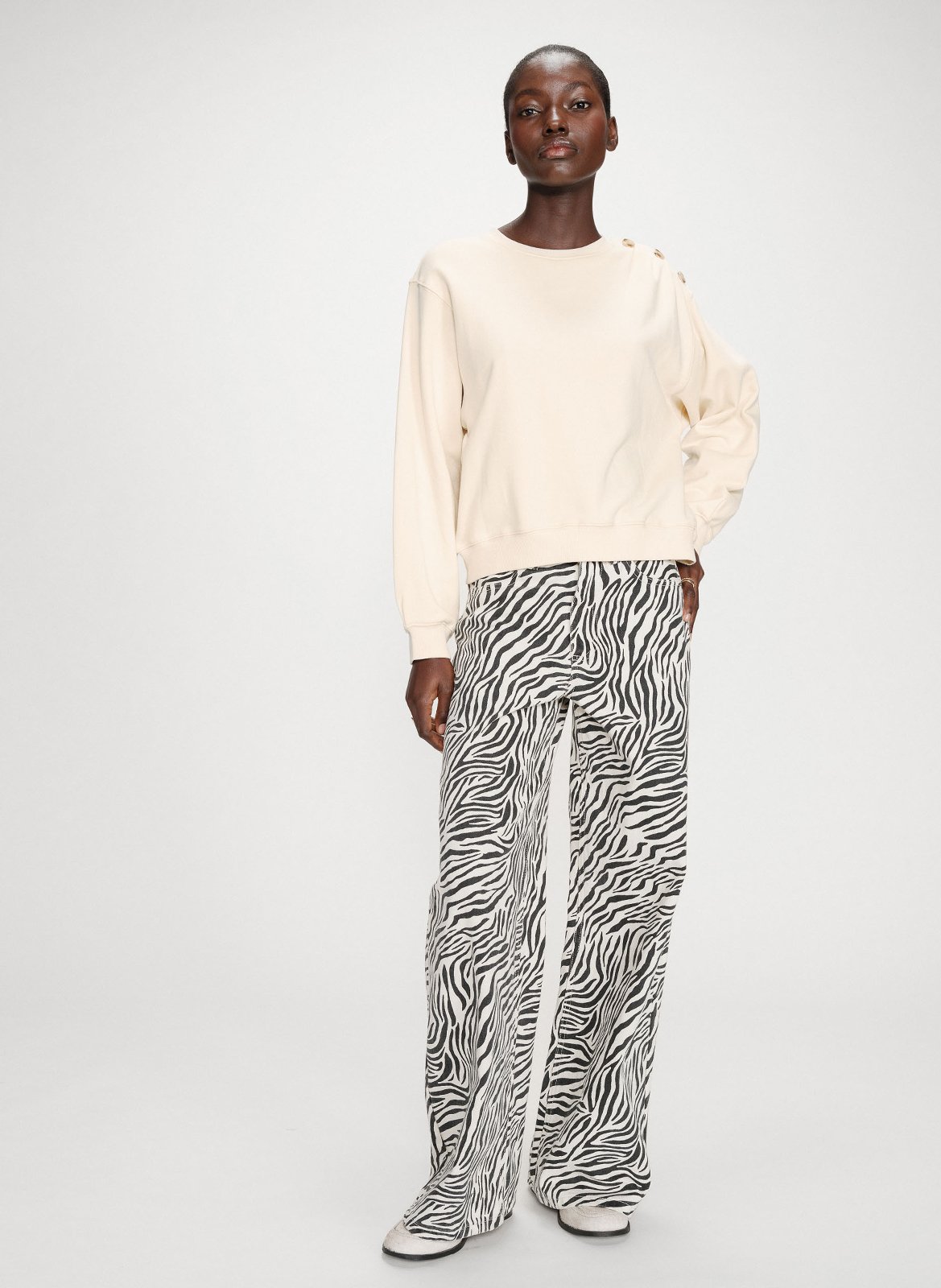 Pull col rond  en coton Jaune