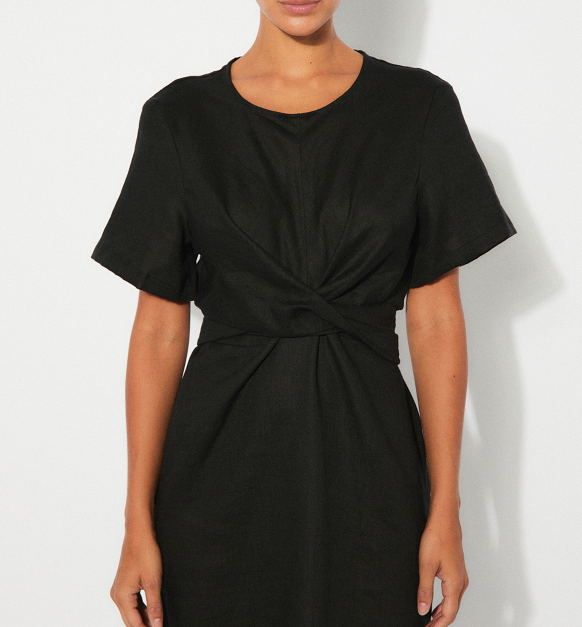 Vestido largo de mezcla de algodón Negro