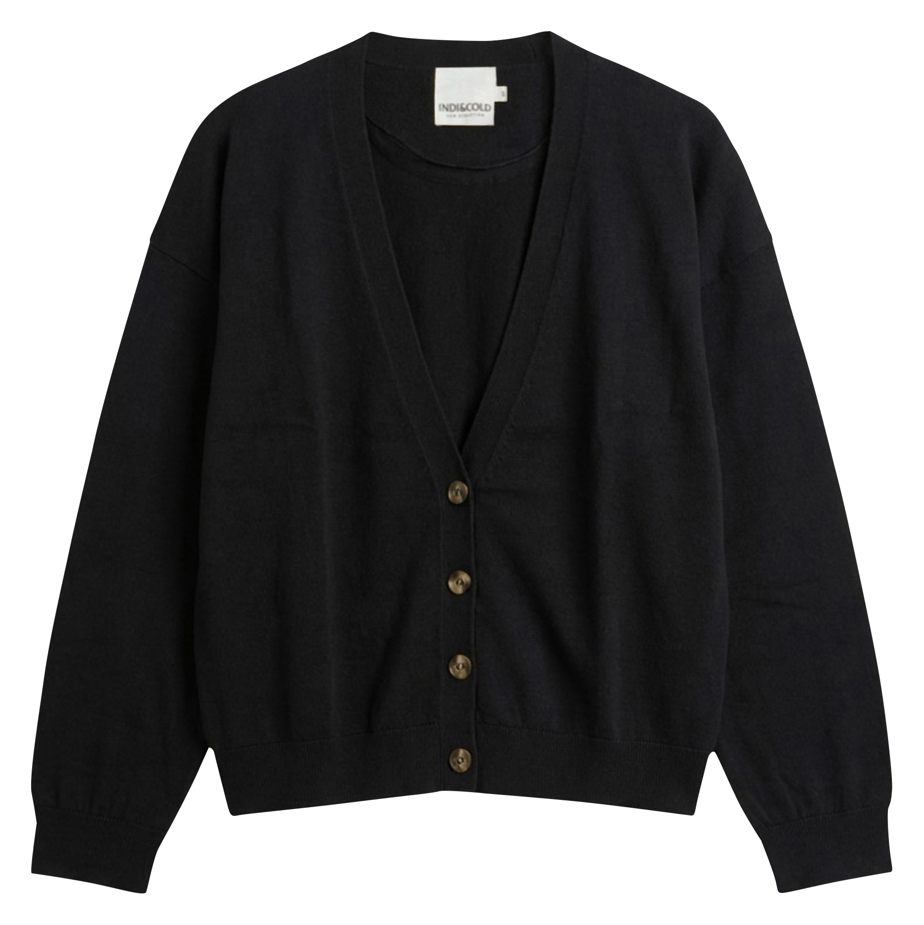 V-Ausschnitt Strickjacke aus Baumwolle und Kaschmir INDI & COLD Schwarz