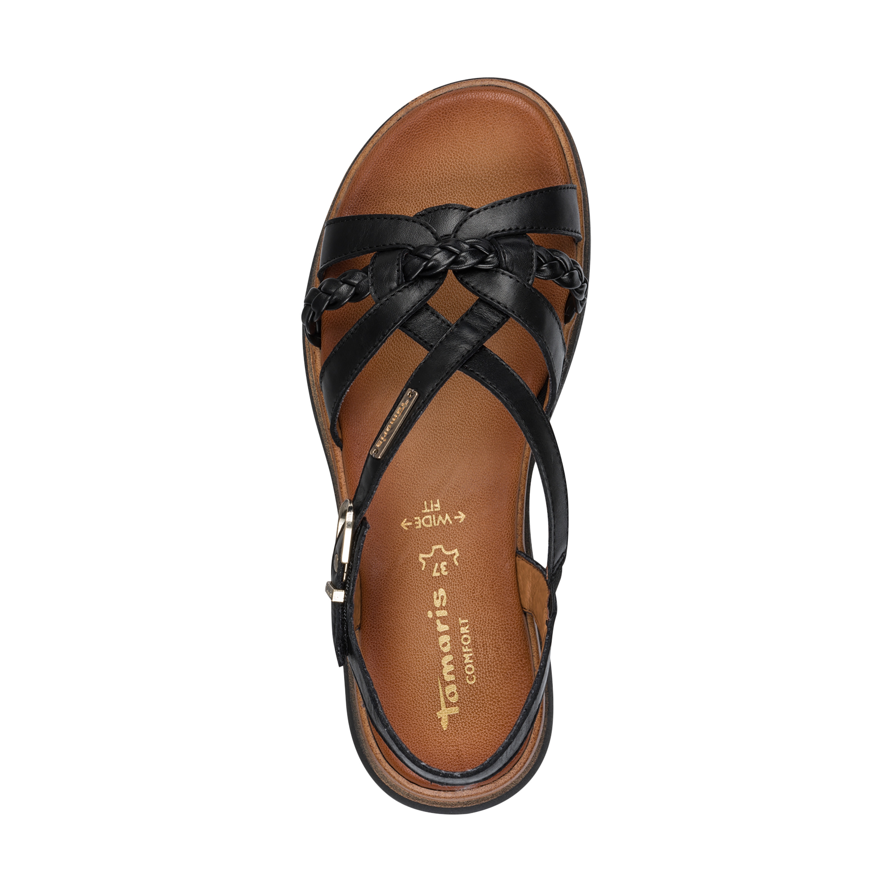 Leather Comfort Sandals TAMARIS Black