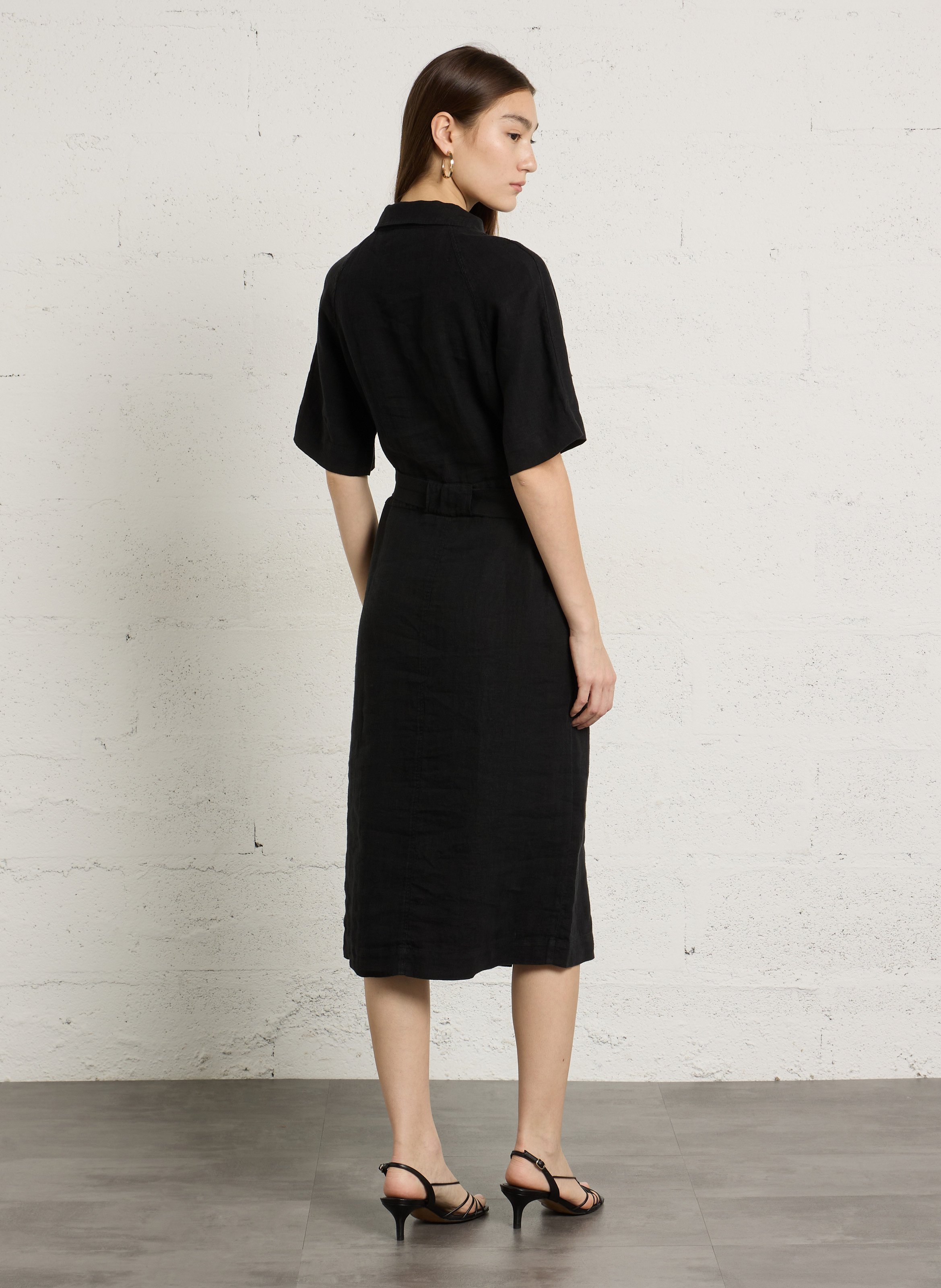 Robe midi en lin MAISON 123 Noir