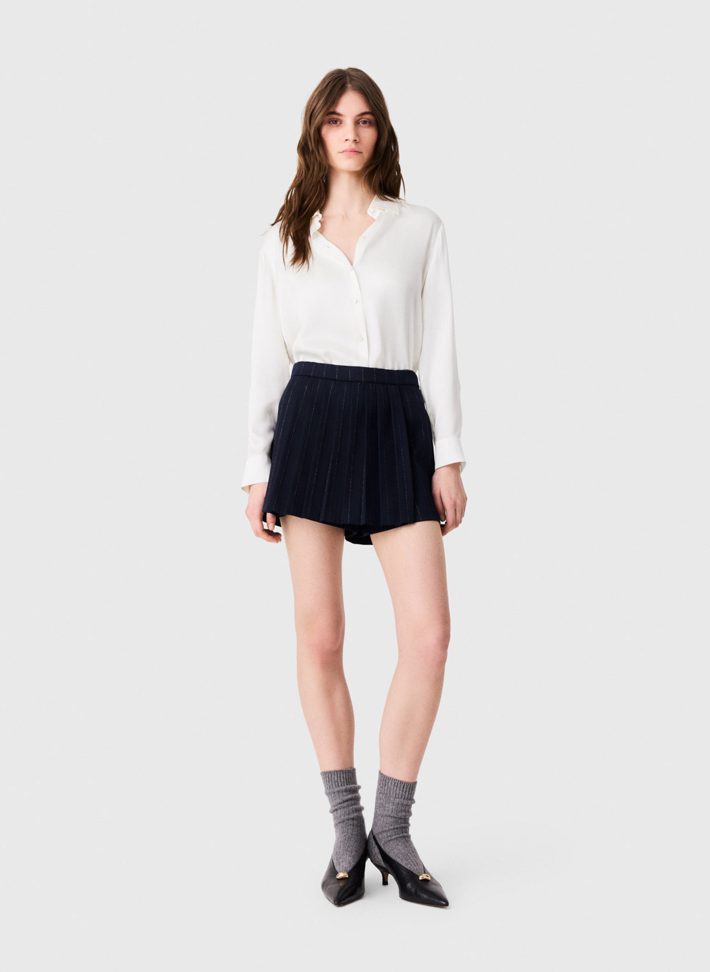 Chemise col classique en soie MAJE Blanc