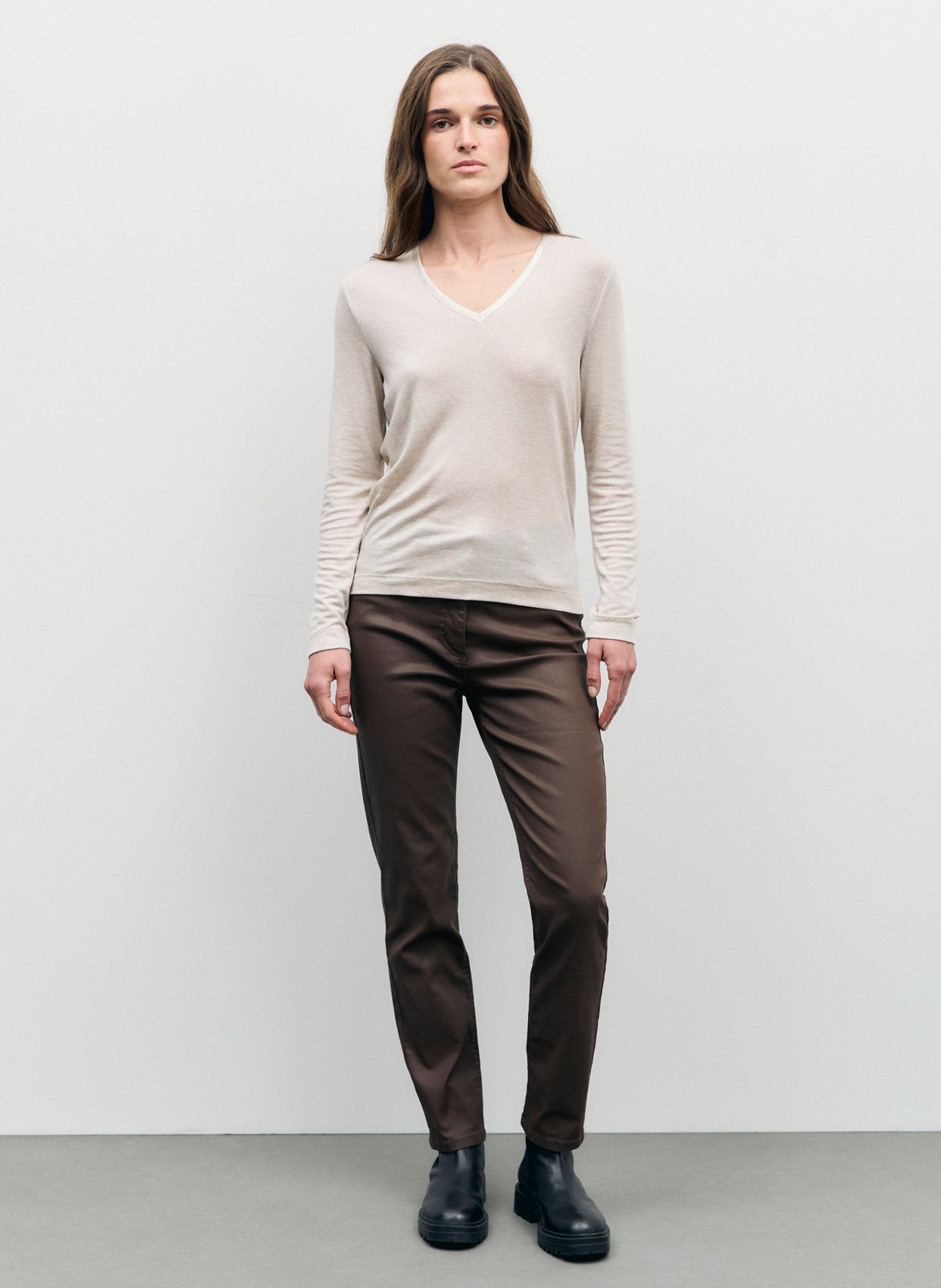Flame Pattern V-Neck Sweater GERARD DAREL Beige