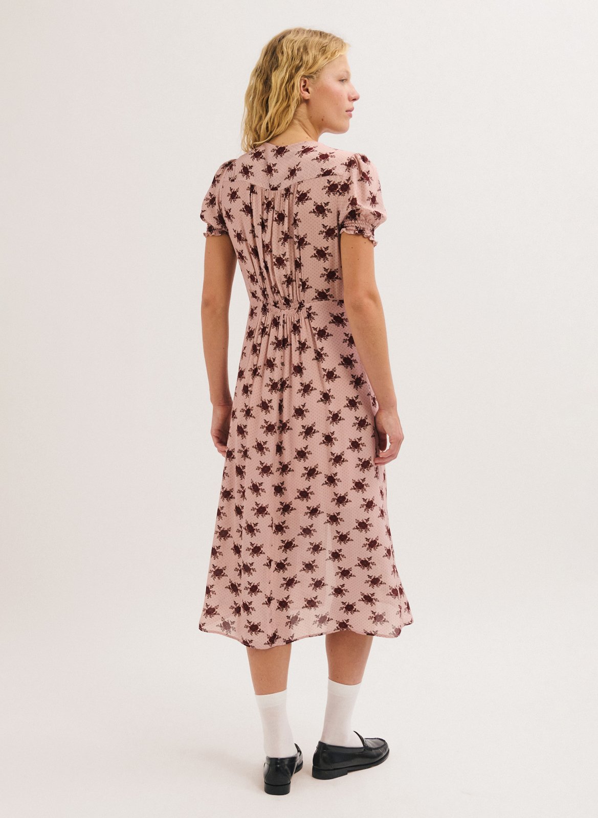 Printed V-neck midi dress PABLO Pink