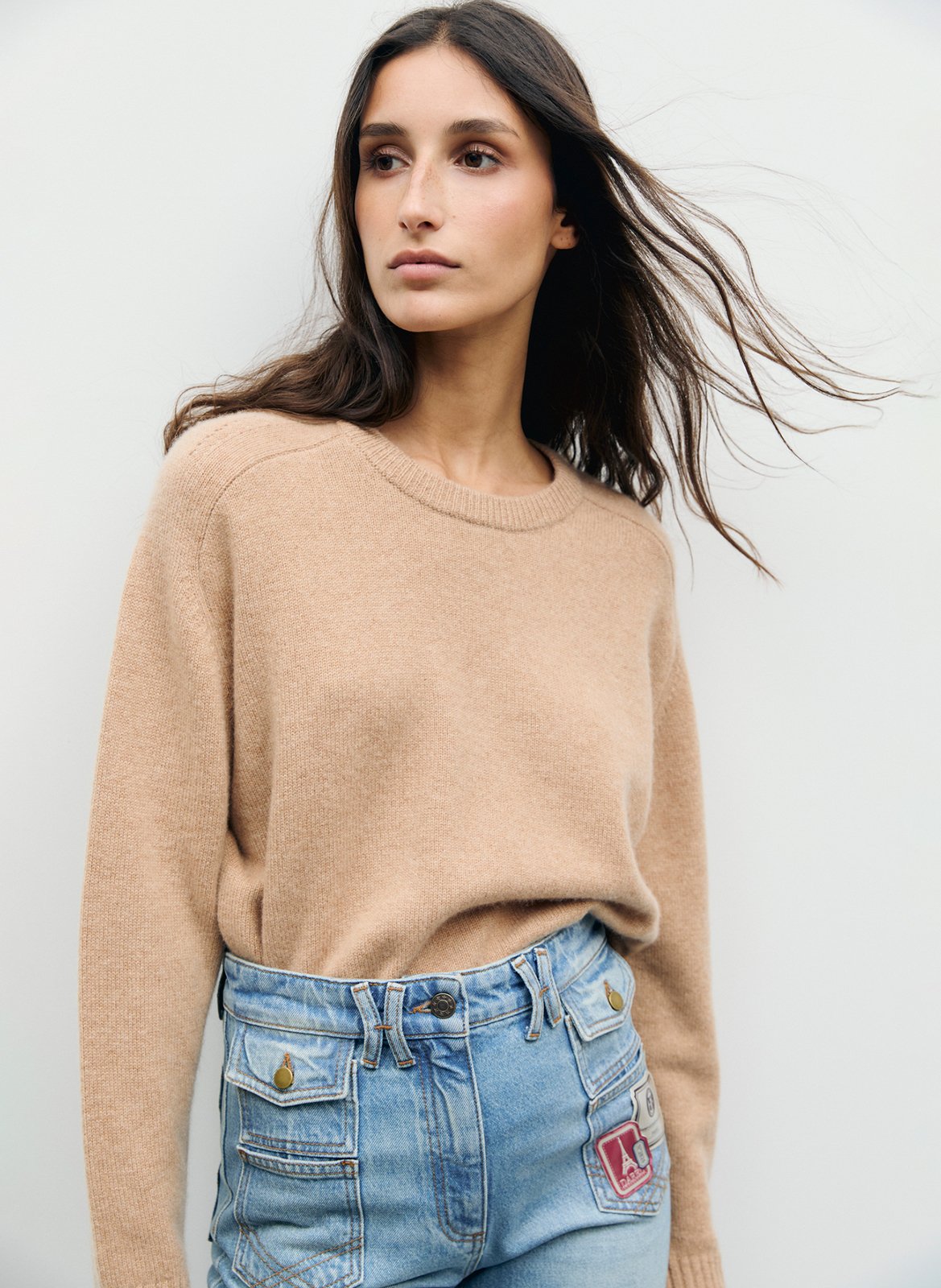 Oversized round neck cashmere sweater GERARD DAREL Brown