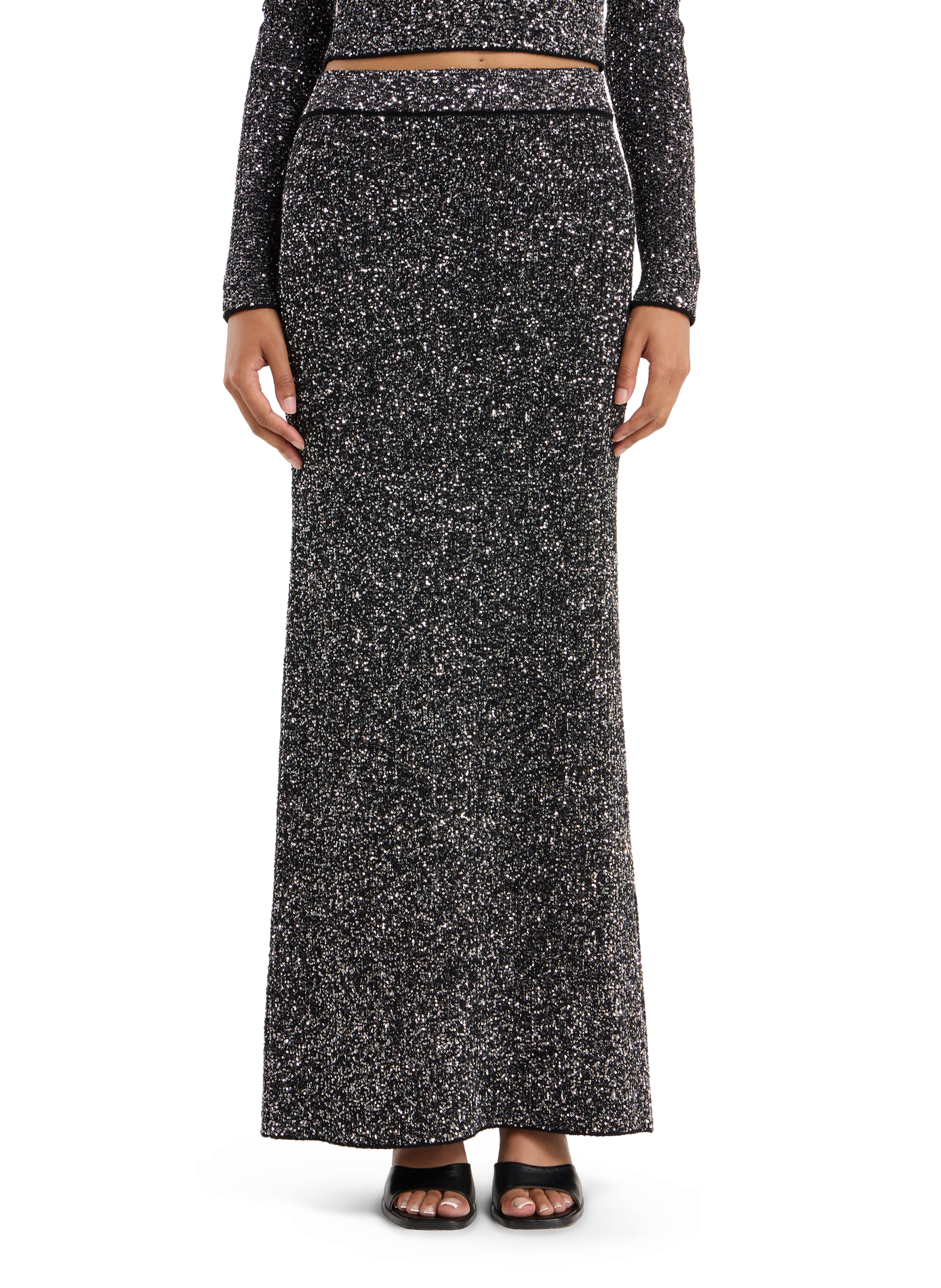 Long skirt with sequins SAISON 1865 Silver