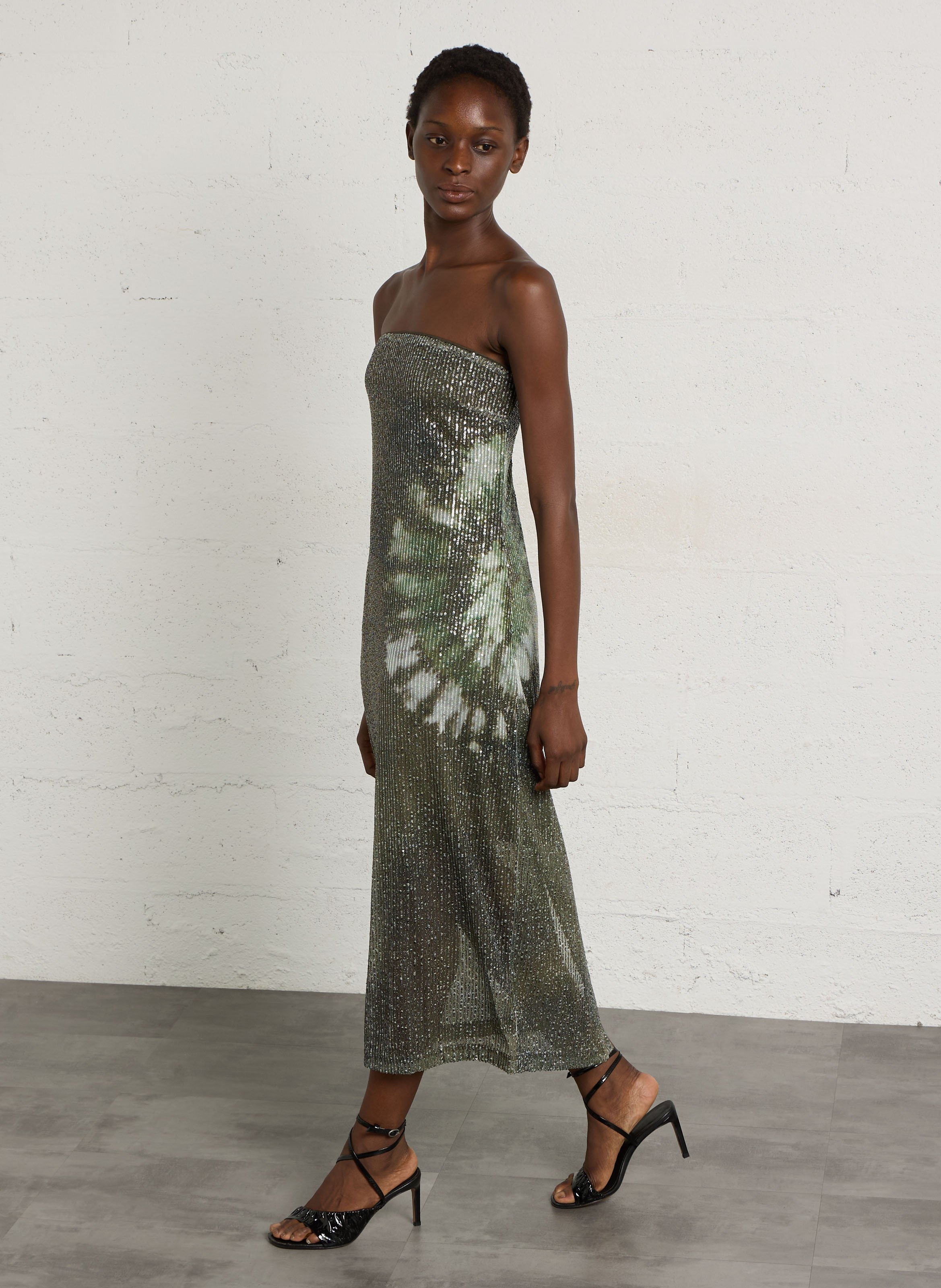 Robe bustier à sequins IKKS Vert
