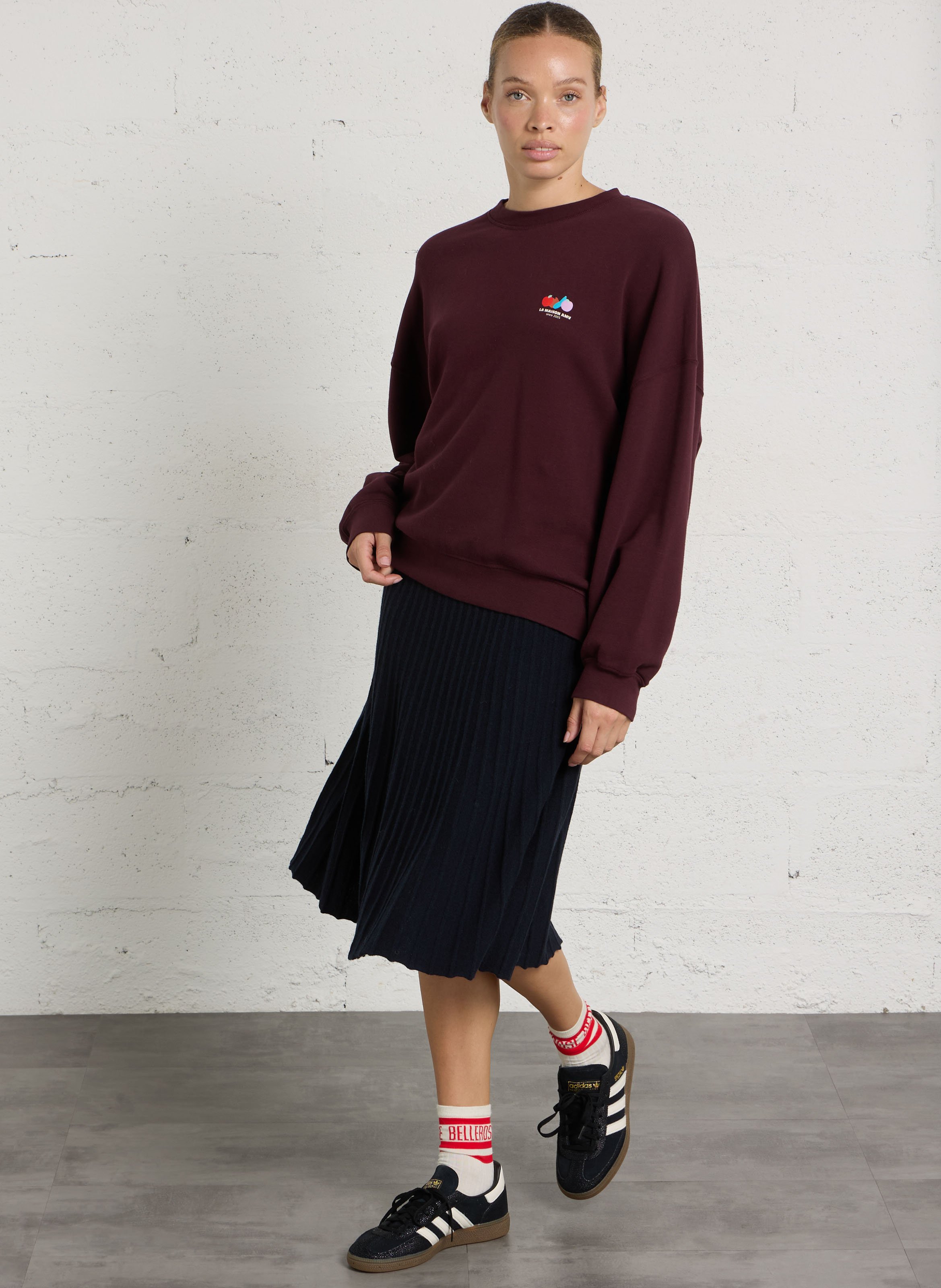 Oversized cotton-blend sweatshirt with round neck AMERICAN VINTAGE Red