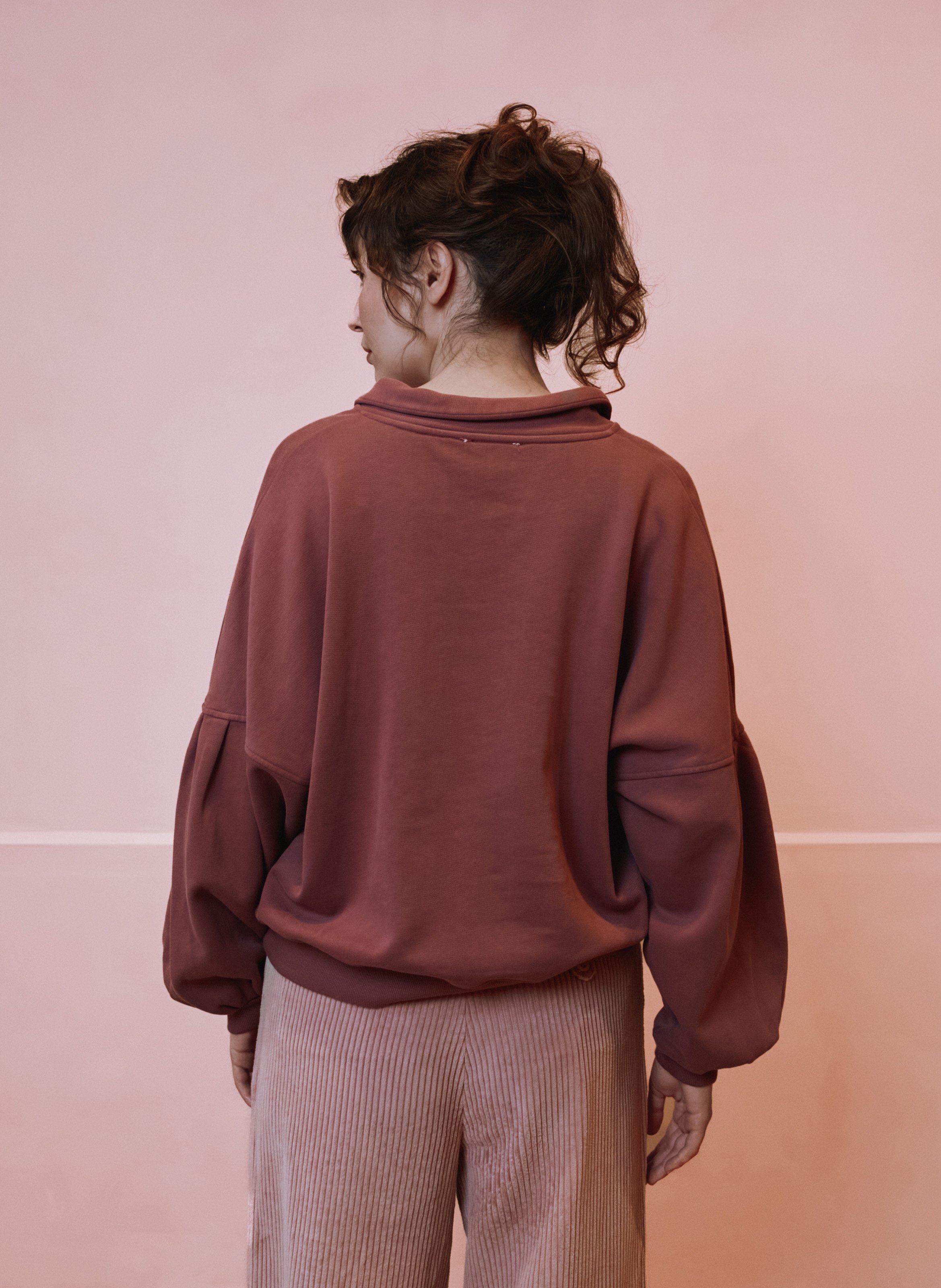 Sweat oversize col classique en coton bio EMILE ET IDA Violet