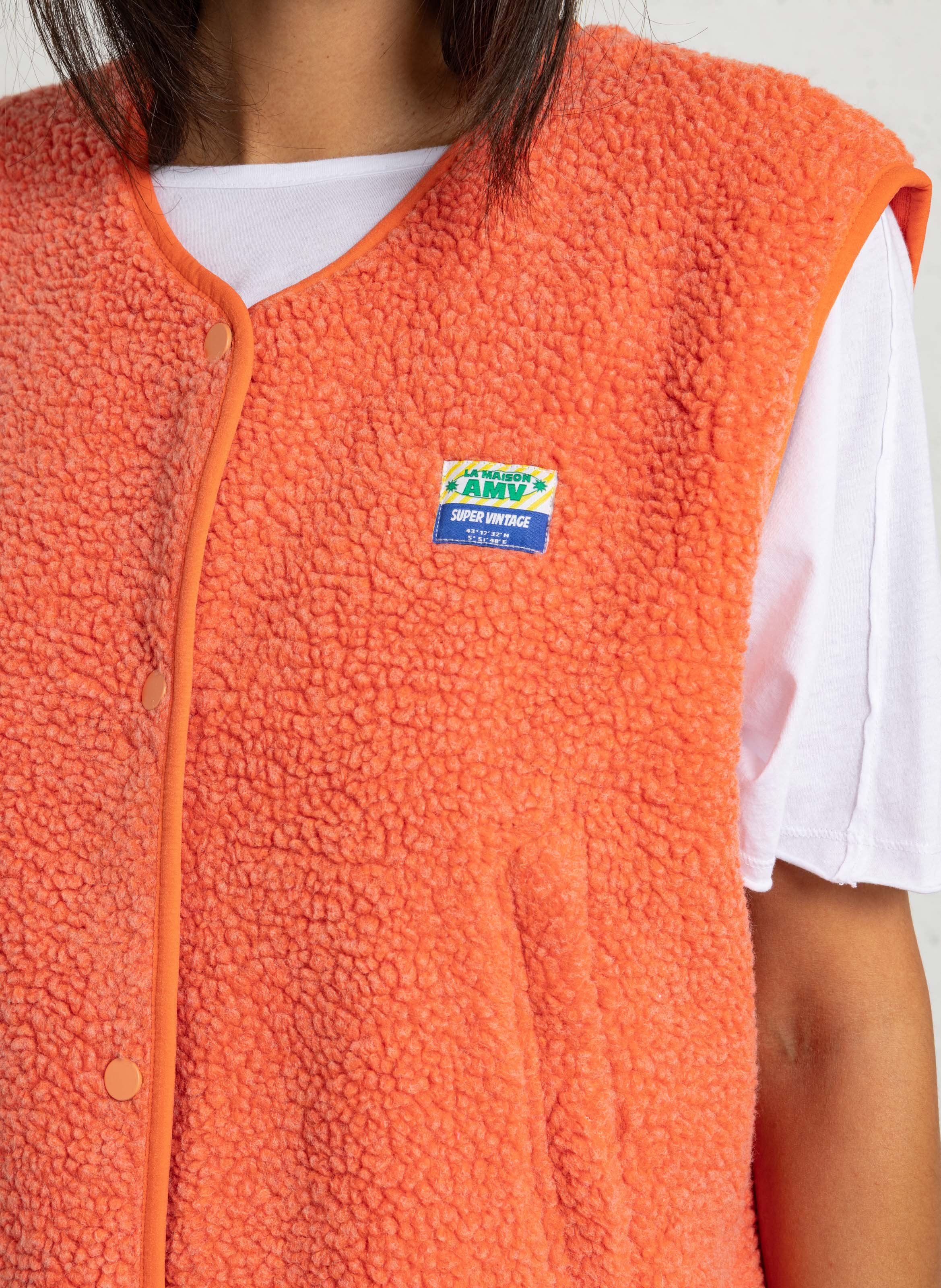Gilet col rond molletonné sans manches AMERICAN VINTAGE Orange