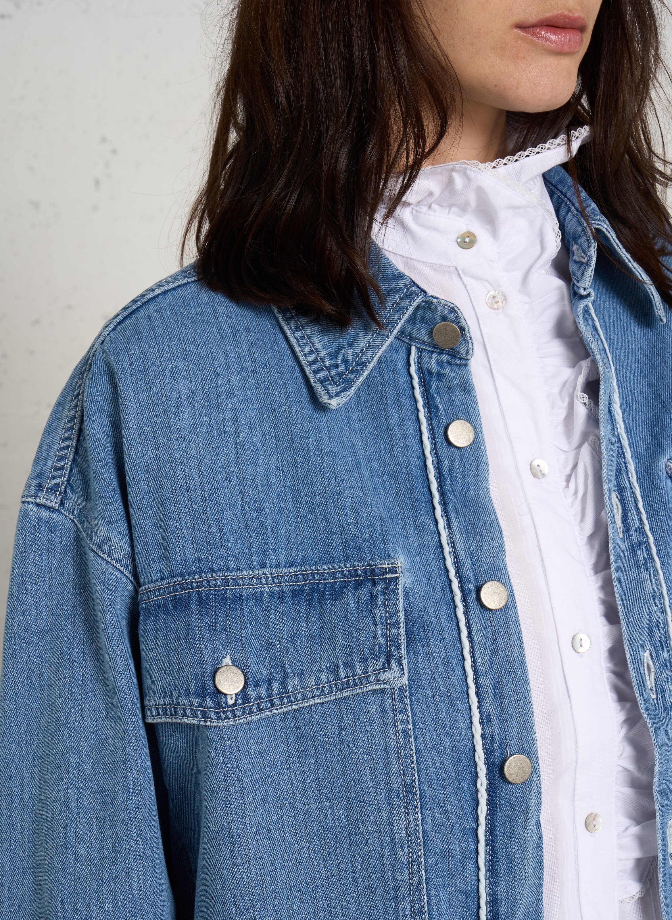 Oversized-Jeansjacke mit klassischem Kragen aus Baumwolle HOD PARIS Blau